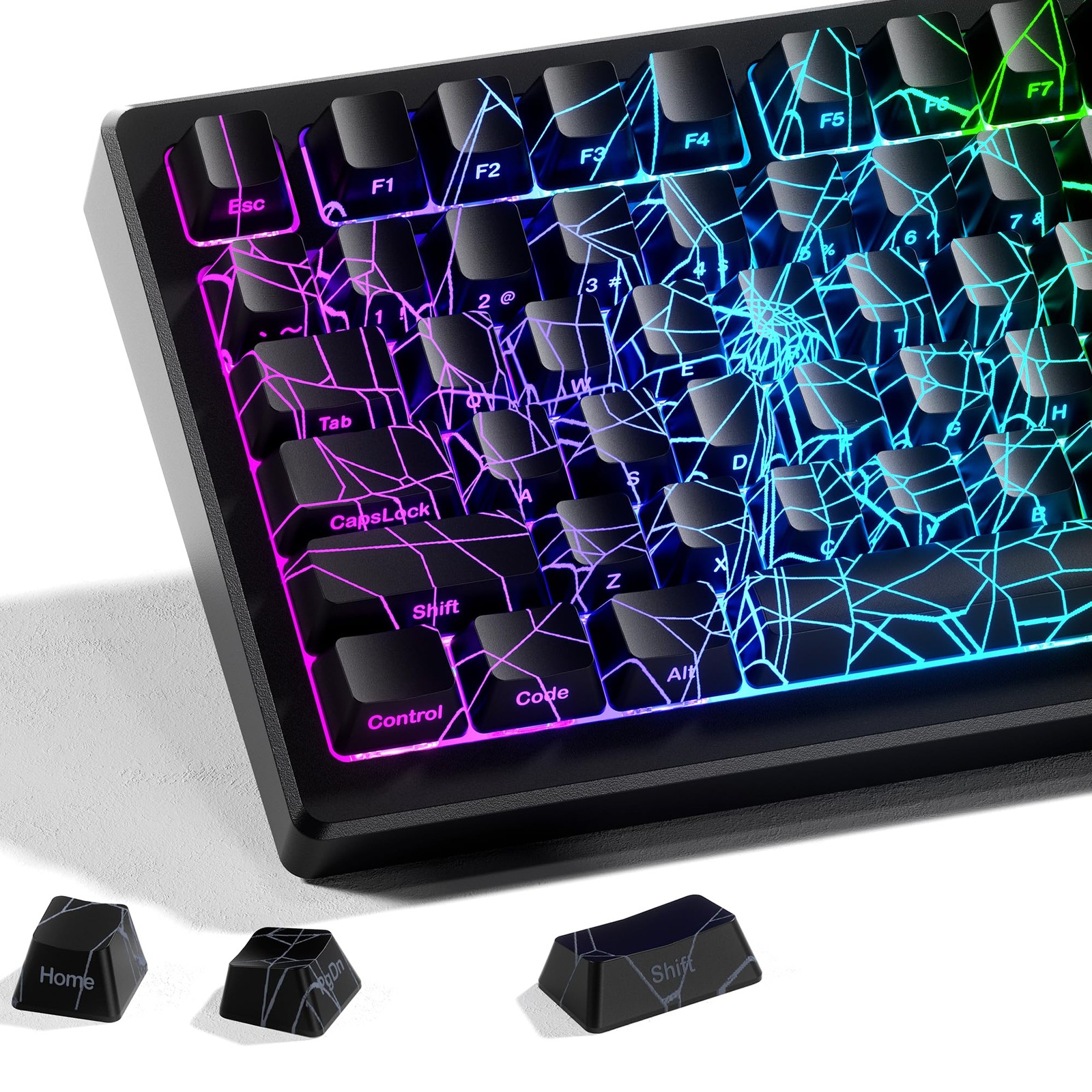 x XVX Spider Web Keycaps 60 75 100 Percent - Shine Through Keycaps w/IMD Tech...