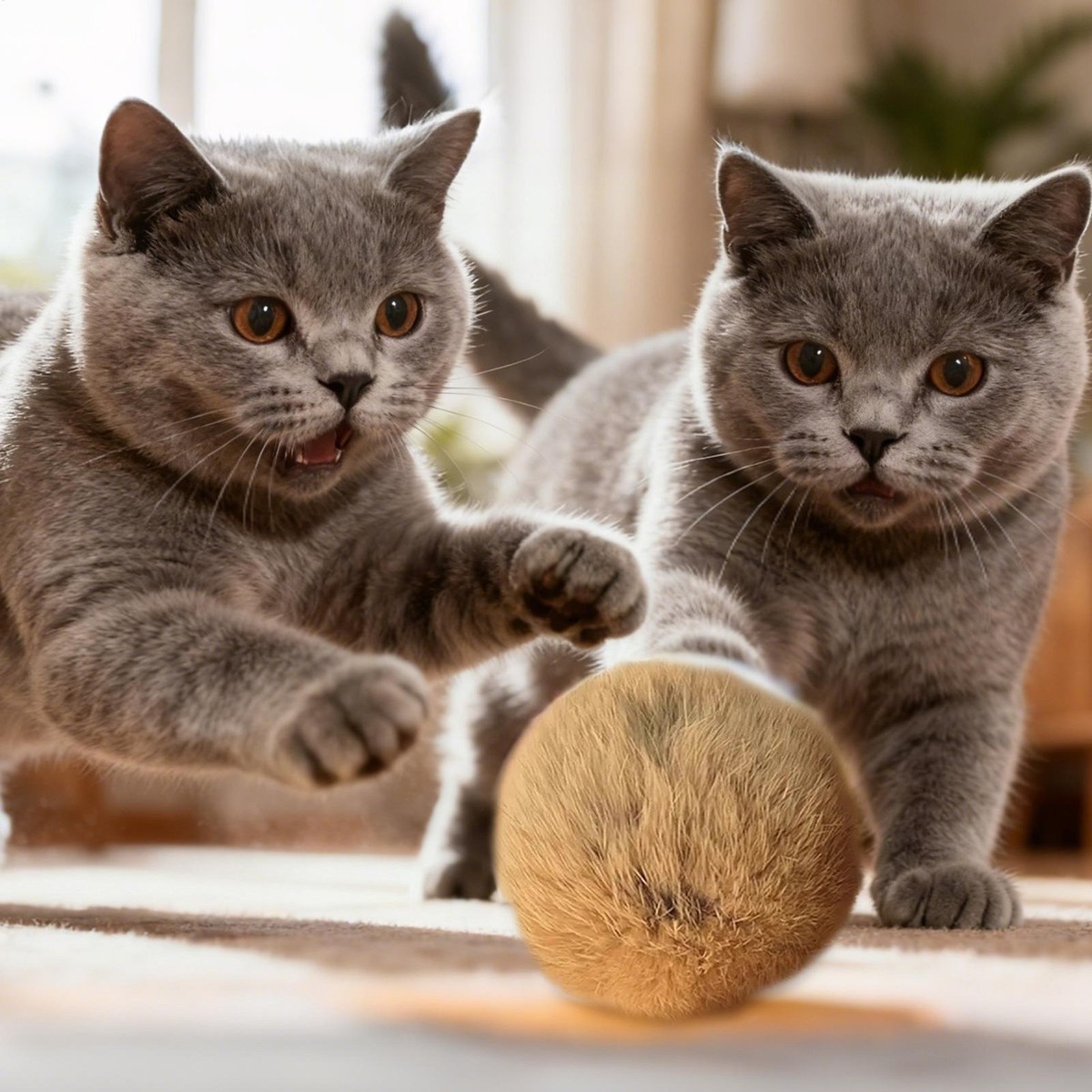 Rabbit Fur Ball Cat Toy, Soft Fluffy Cat Toy Ball, Furry Catnip Toy Ball — Soft