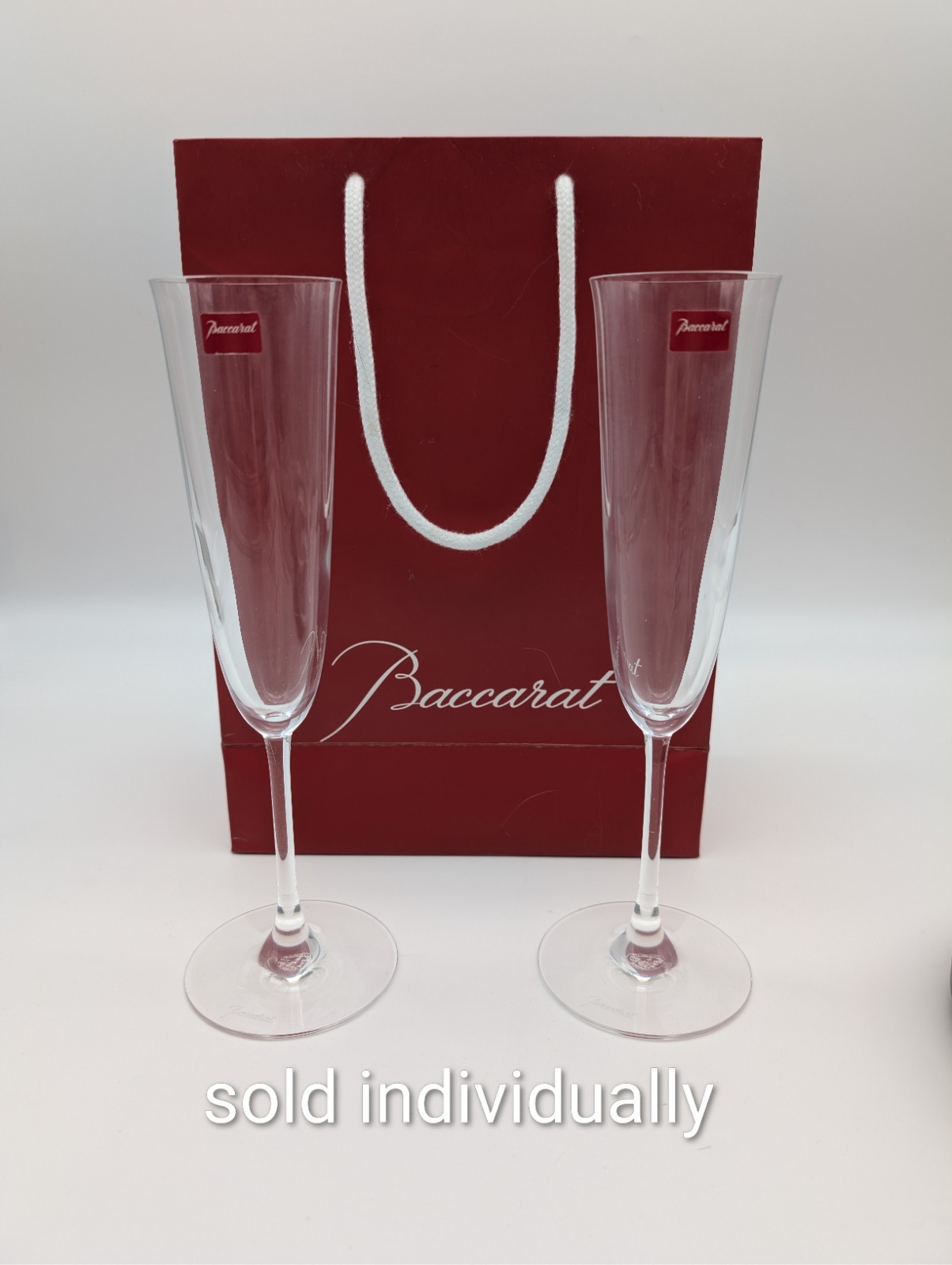 Baccarat Filao Champagne Flute Glass Blown Crystal Signed Labels