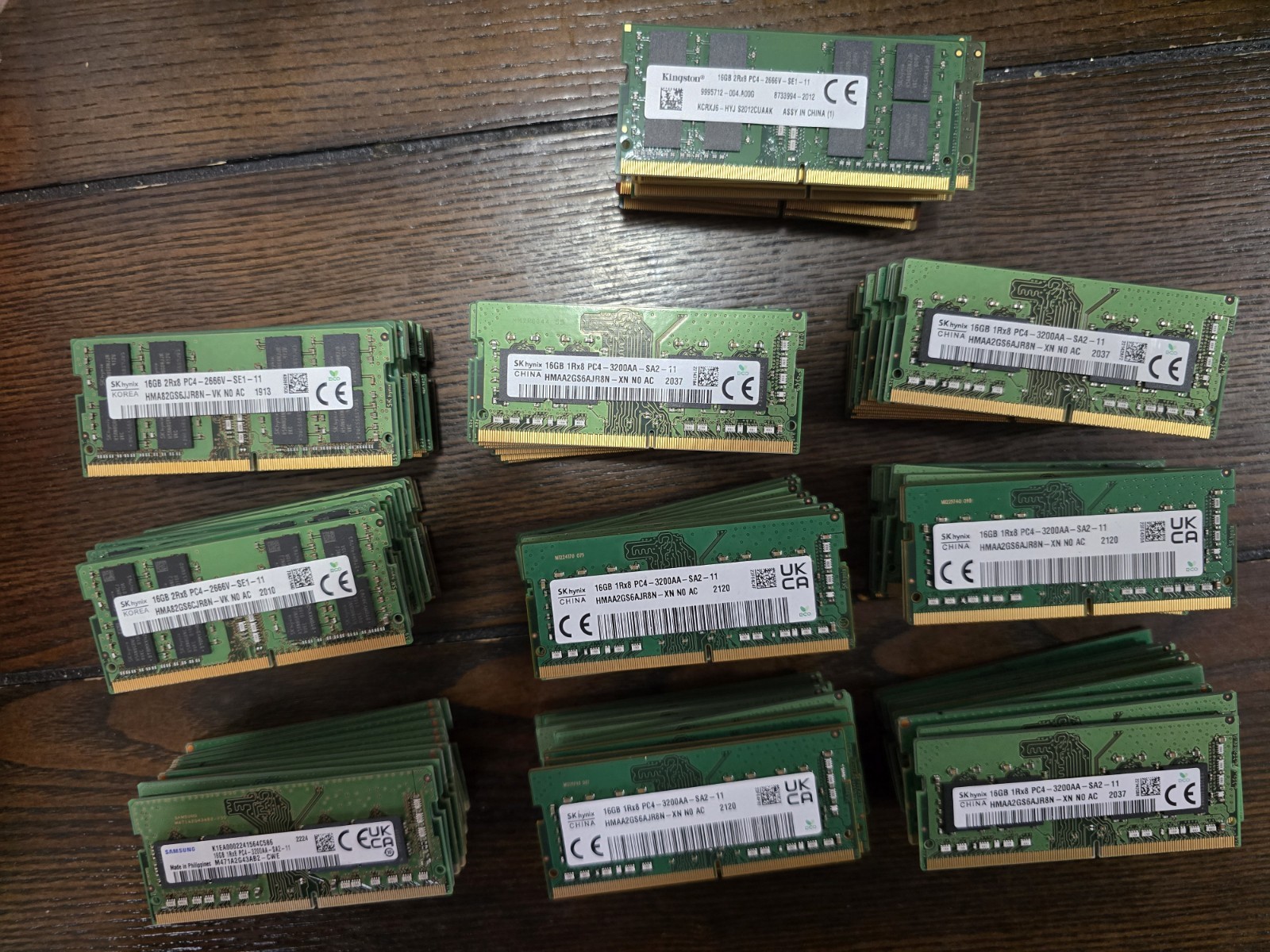Lot of 100 16GB Pc4 DDR4 Laptop Memory Ram Mixed Brand And Speeds