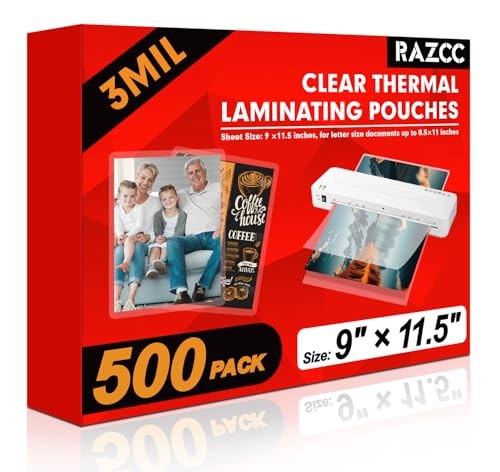 Laminating Sheets, 500 Pack Clear Thermal Laminating Plastic Paper Laminator 