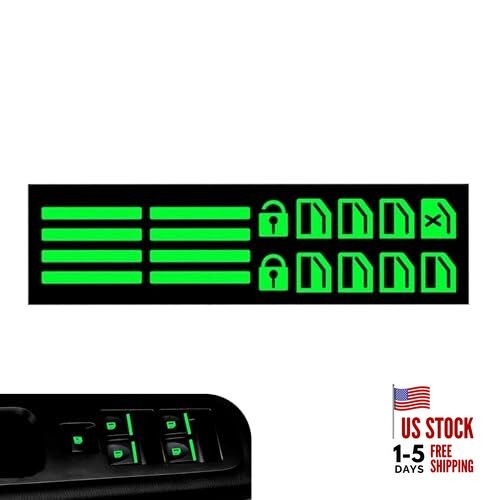 Luminous Car Button Sticker, Night Safety Control Switch Glowing 2 PCS Green