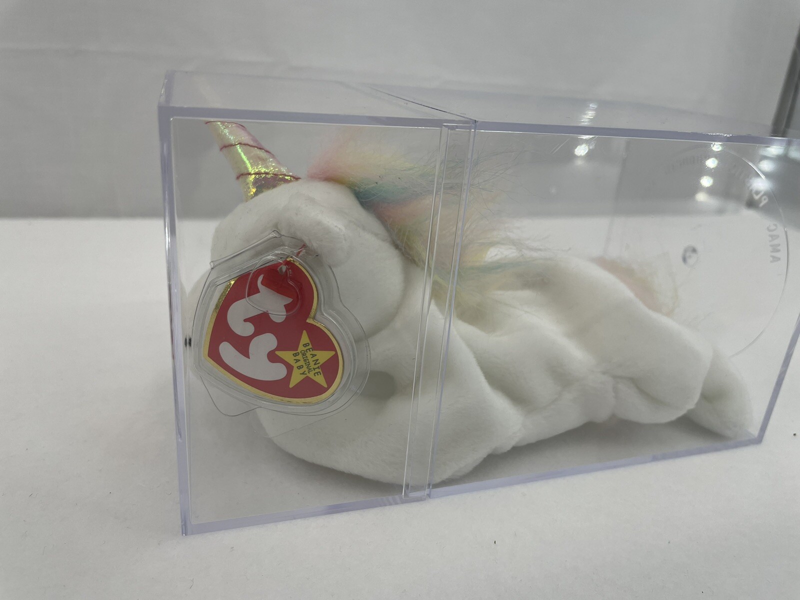 Mystic the Unicorn (Rare) TY Beanie Baby.Rainbow Maine& Iridescent Horn.