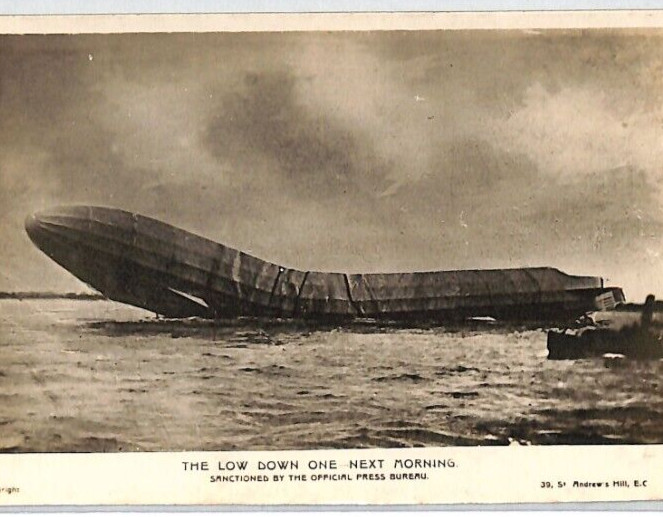 GB AIRSHIP CRASH Postcard REAL PHOTO Thames Estuary {samwells-covers} PG234