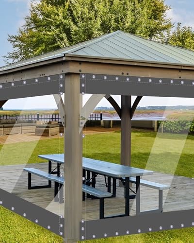 7'H x8'W Outdoor Vinyl Curtain 20oz Super Weighted Clear Vinyl Patio 