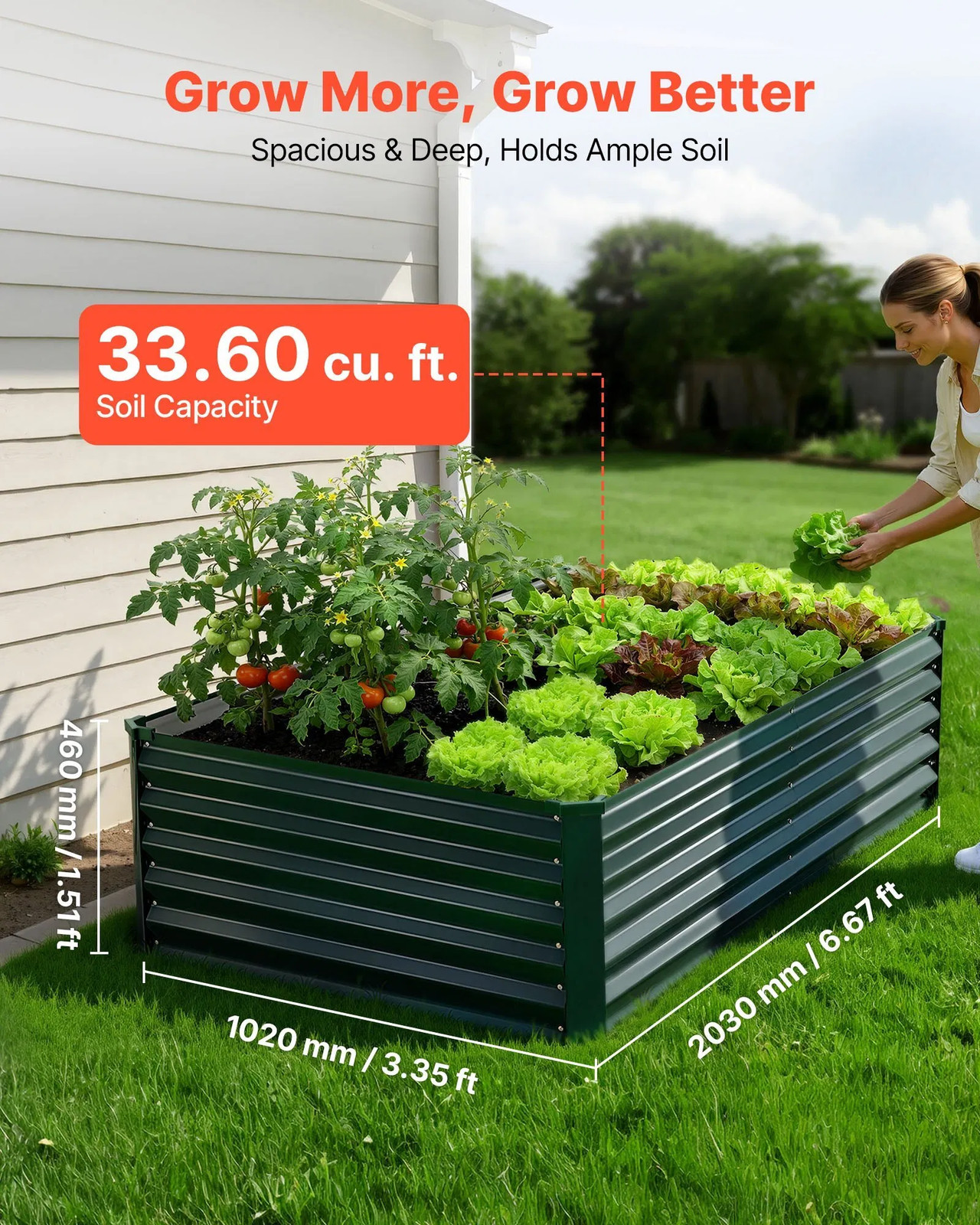  Galvanized Raised Garden Bed, 6.67 x 3.35 x 1.51 ft, Rectangular Metal Planter 