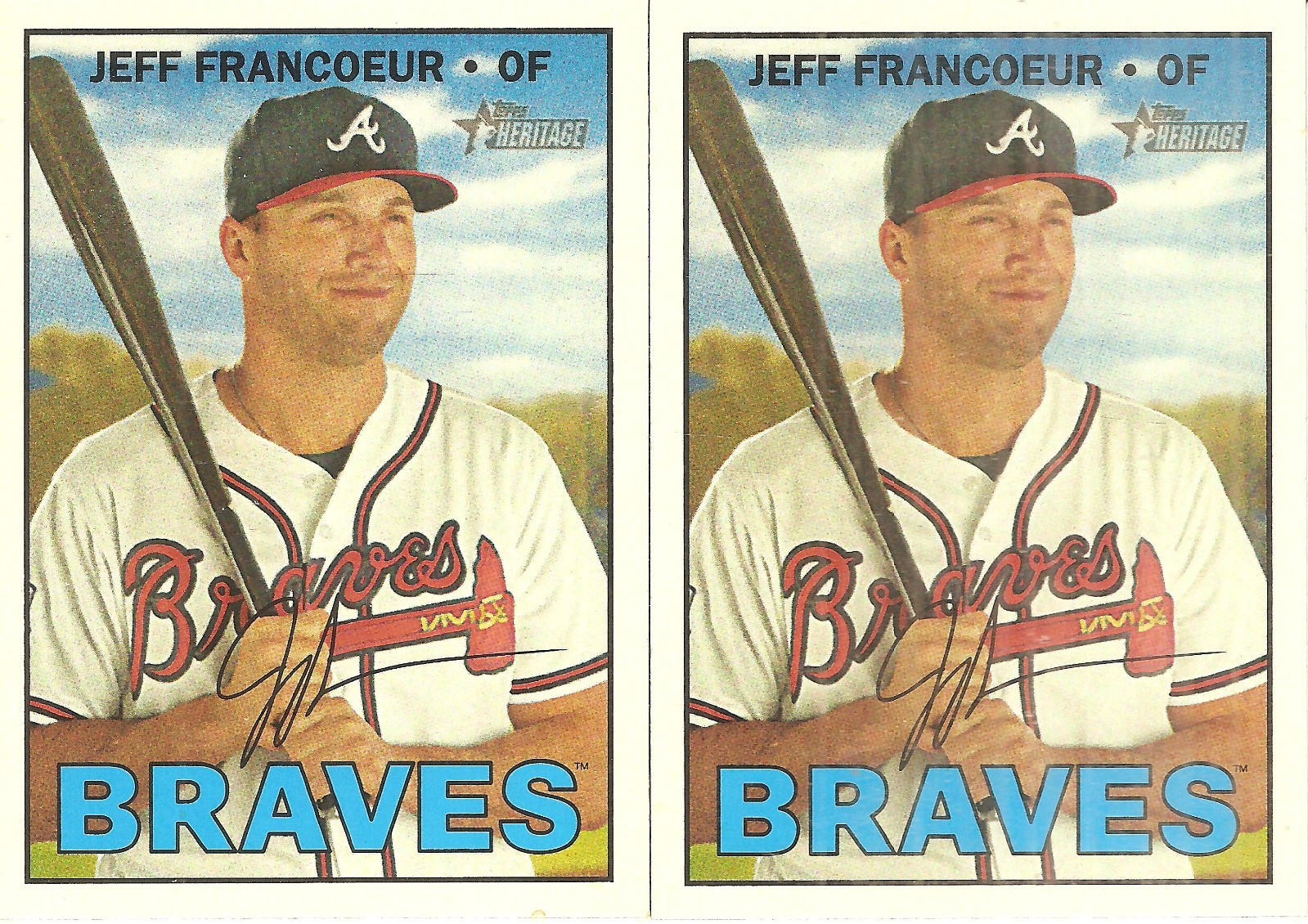 2 CARD 2016 TOPPS HERITAGE JEFF FRANCOEUR BASEBALL CARD LOT