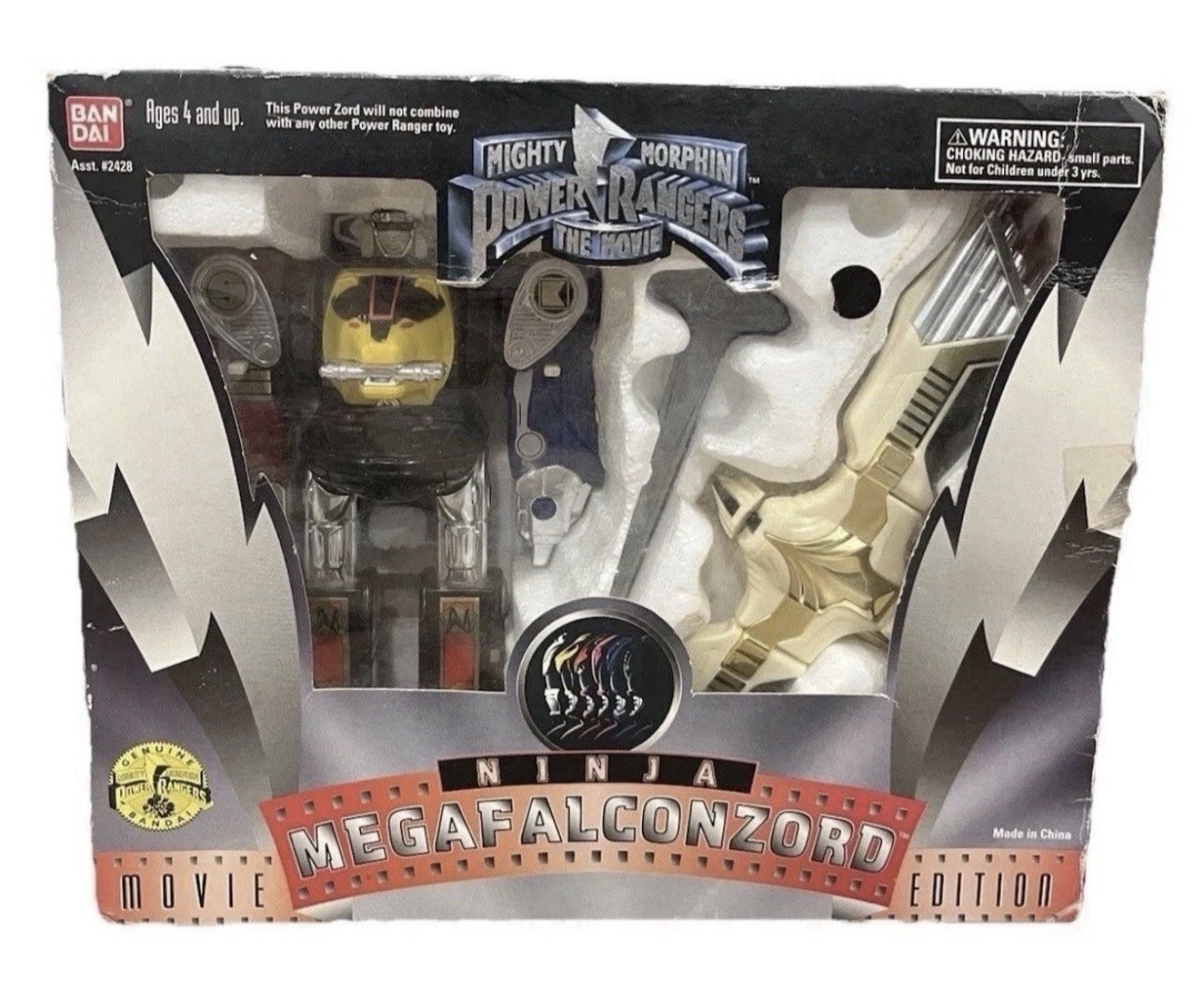 VINTAGE 1995 POWER RANGERS NINJA MEGAFALCONZORD MOVIE # 2428 BANDAI IN BOX