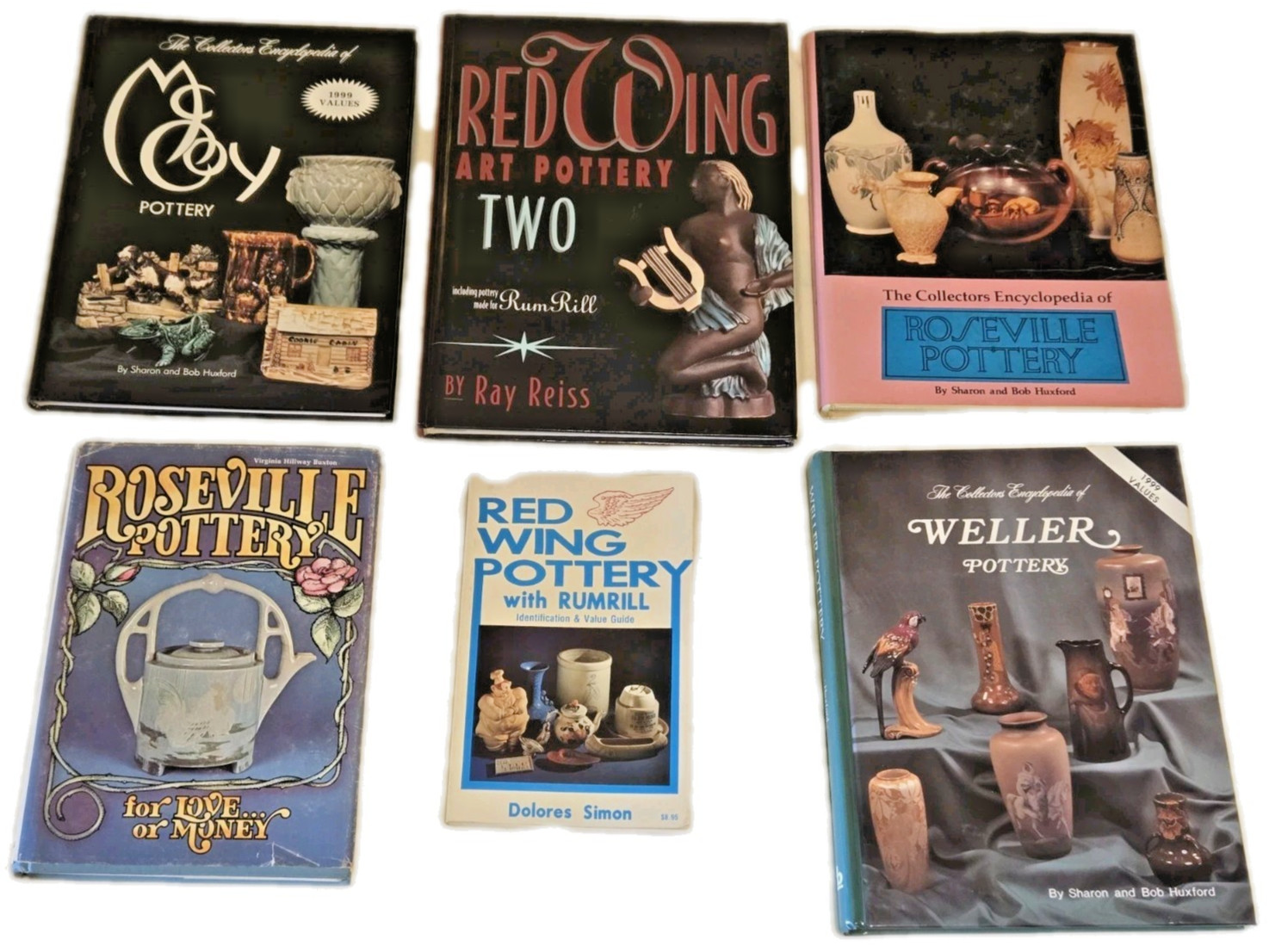 Vintage Pottery Book Bonanza! Roseville/ Red Wing/ Weller/ McCoy (6, All 1st Ed)