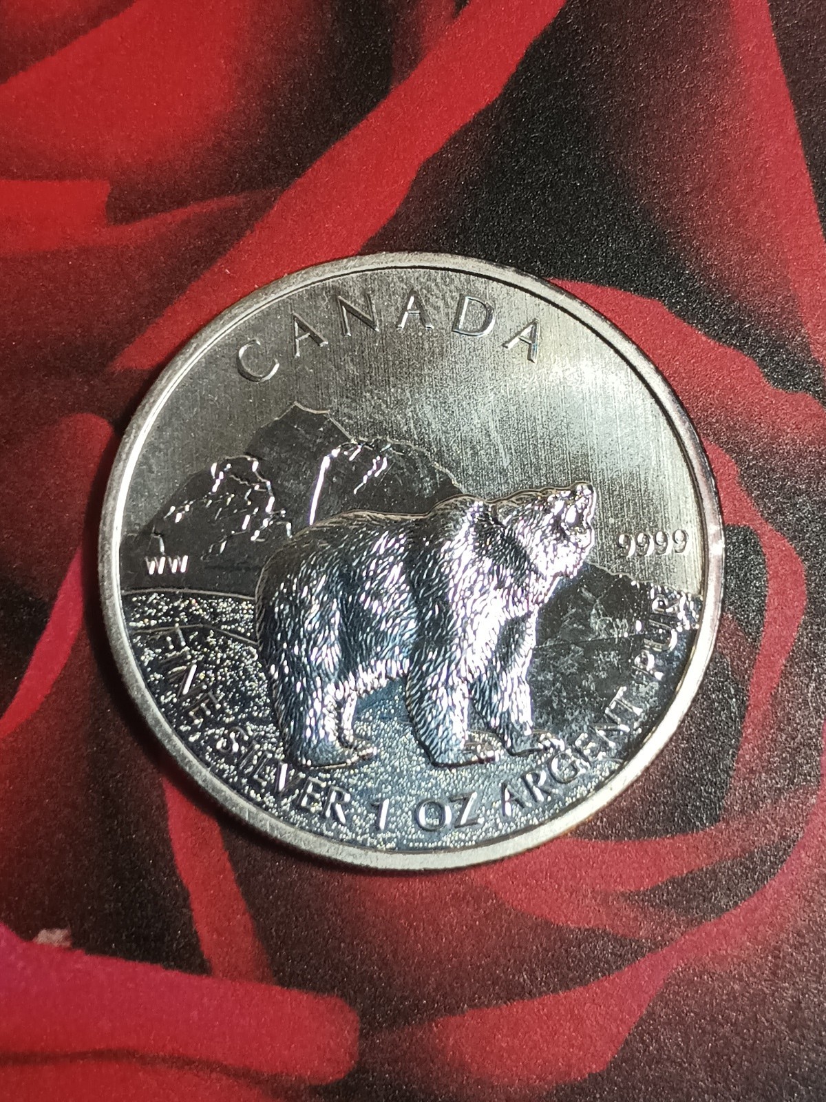 🇨🇦2011 1 OUNCE $5 .9999 FINE SILVER CANADIAN WILD LIFE SERIES GRIZZLY BEAR