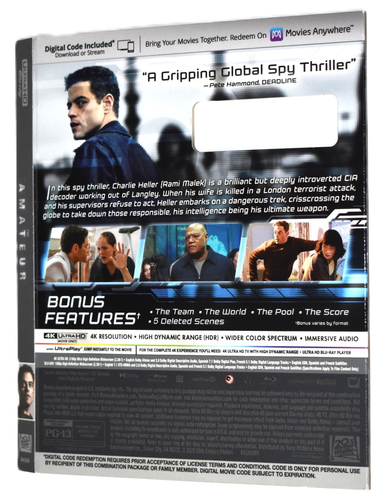 UHD SLIPCOVER ONLY - Fits: Amateur Ultra HD 4K Blu-ray - COVER ONLY