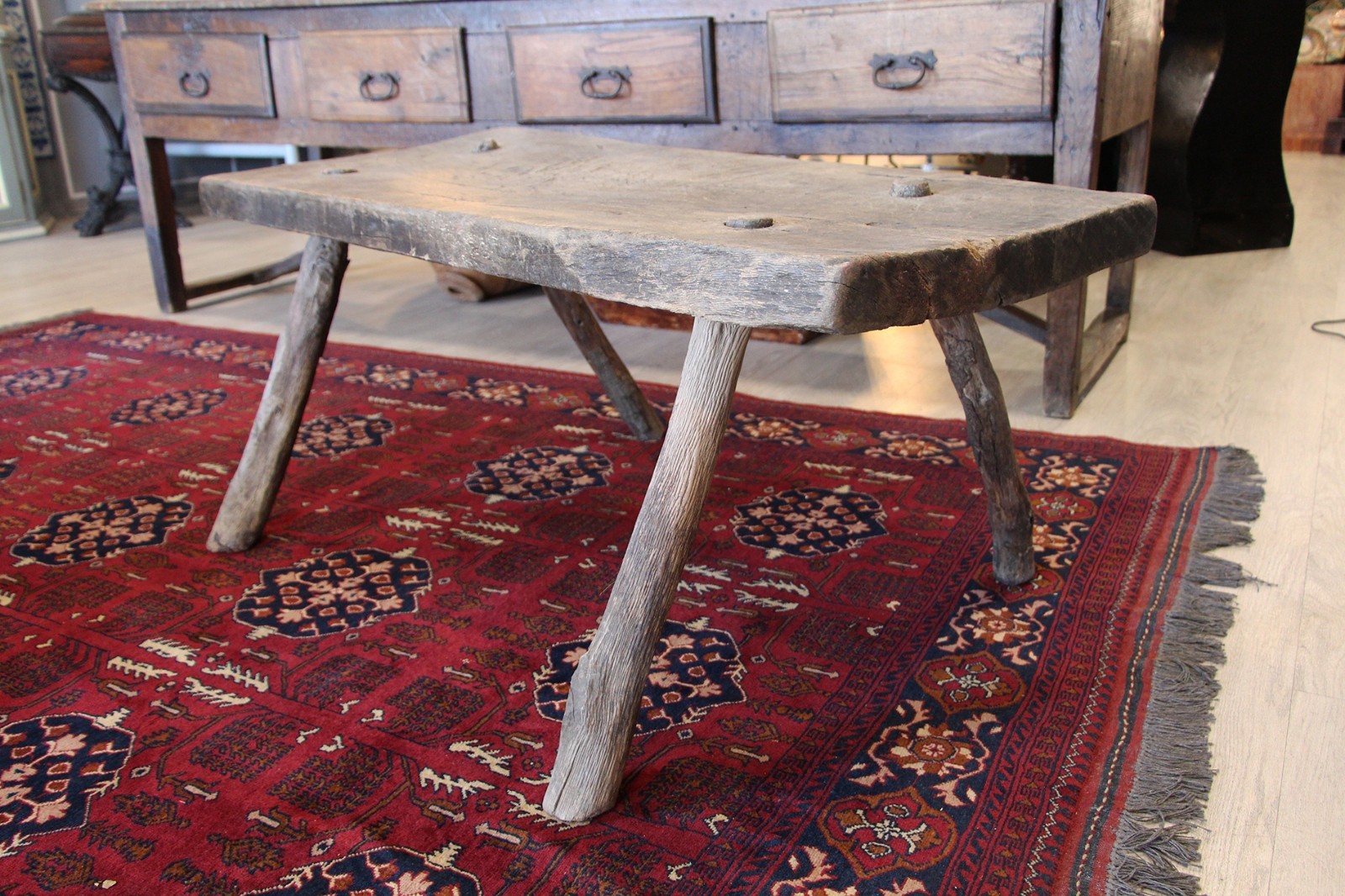 Holm Oak Primitive Coffee Table, Portuguese, 19th Century