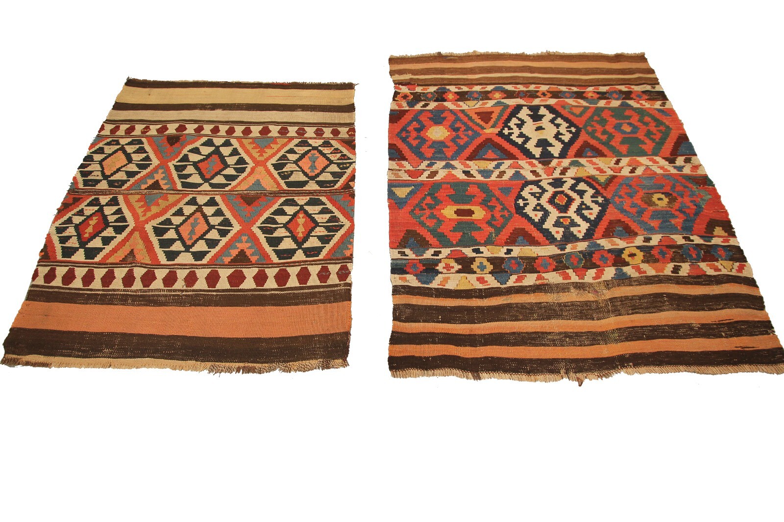 Pair of Antique Handmade Flatwoven Rugs Traditional Design Various Sizes