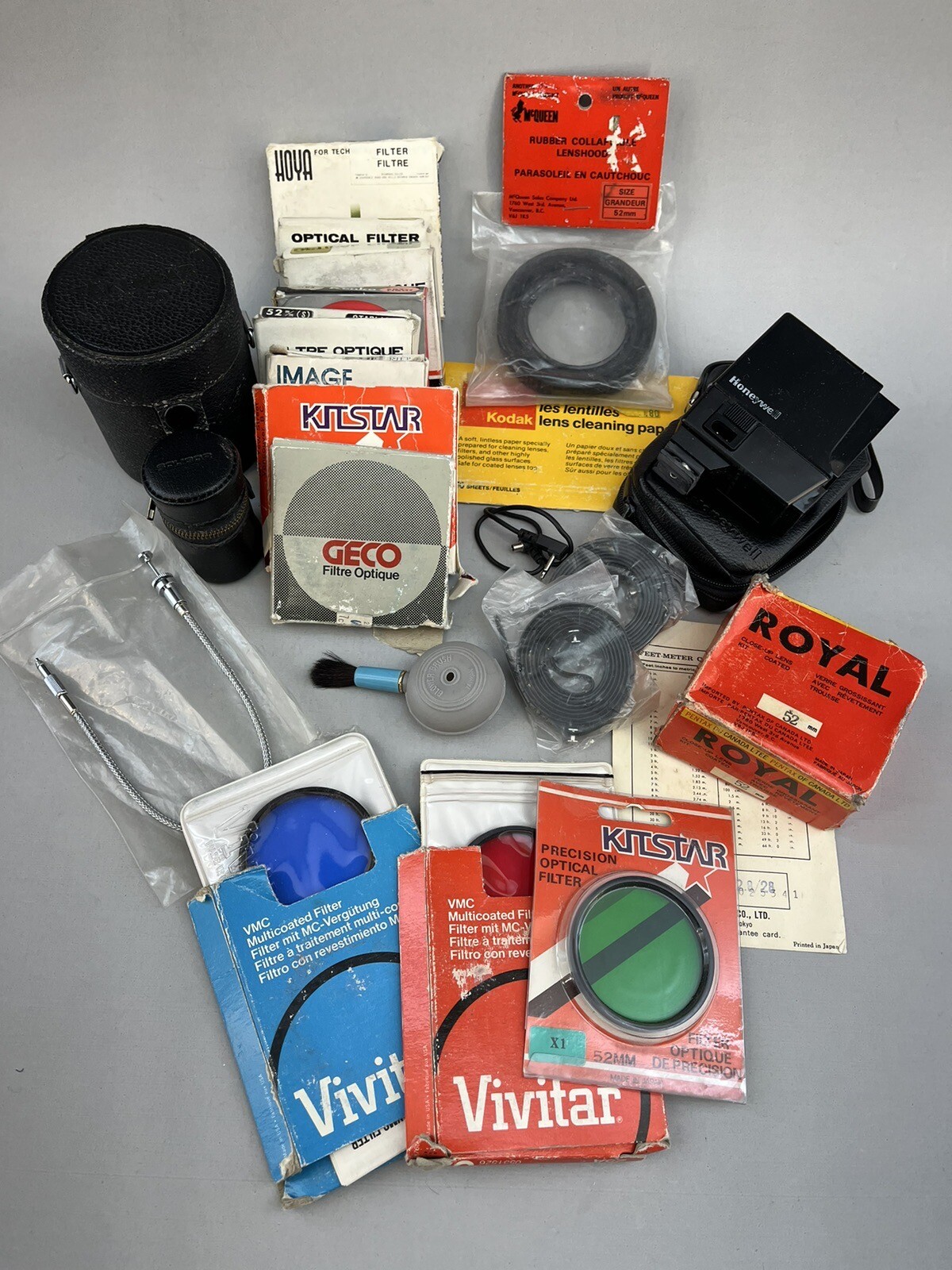 Camera Photo Gear Lot Filters Shutter Release Flash Cable Lens Case Hood More