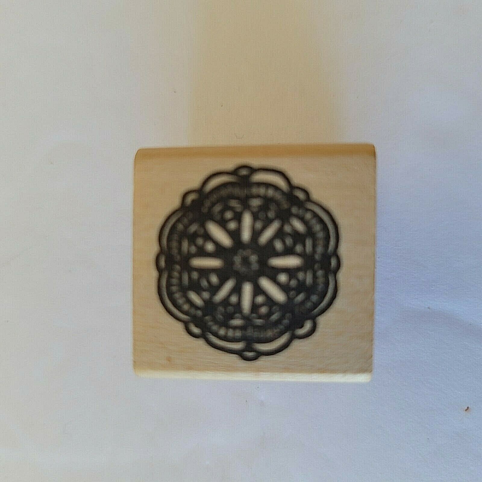 Fancy Flower Medalion Mounted Rubber Stamp