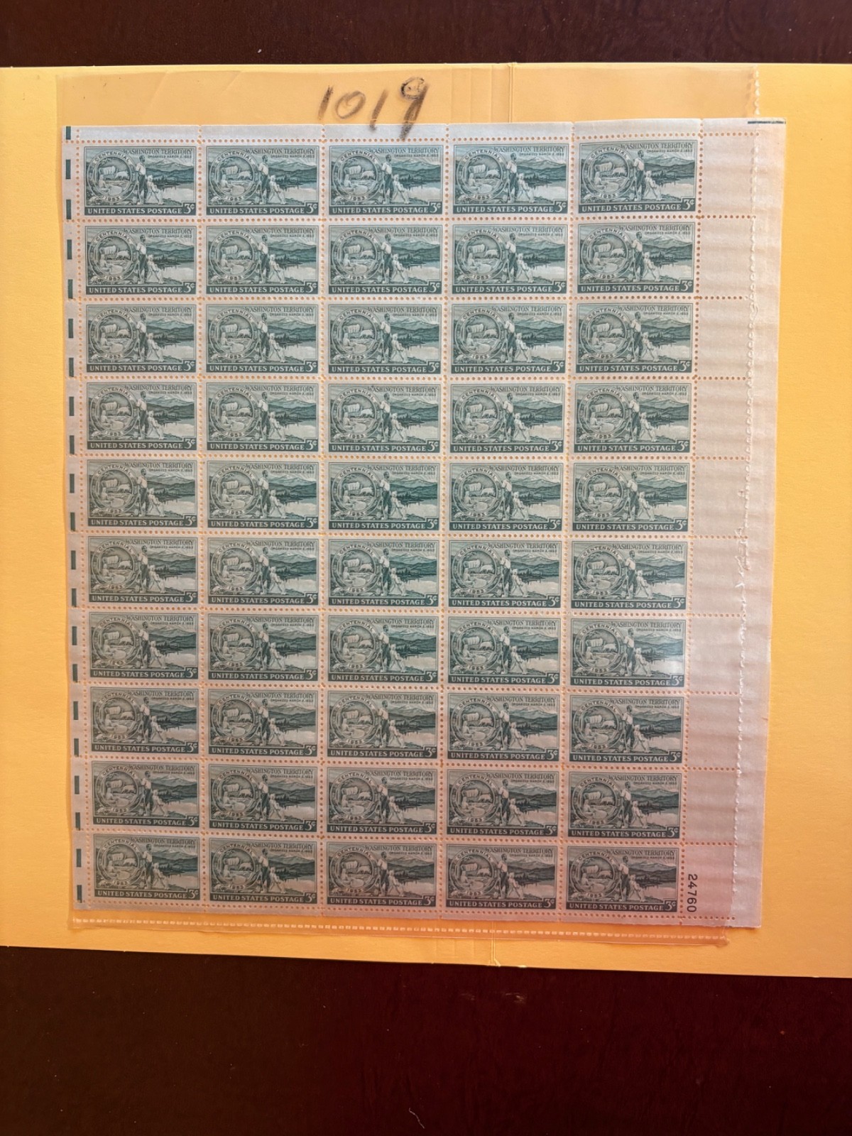 US Stamp sheet - 1019 - Washington Territory - see flex rate shipping bel ow!