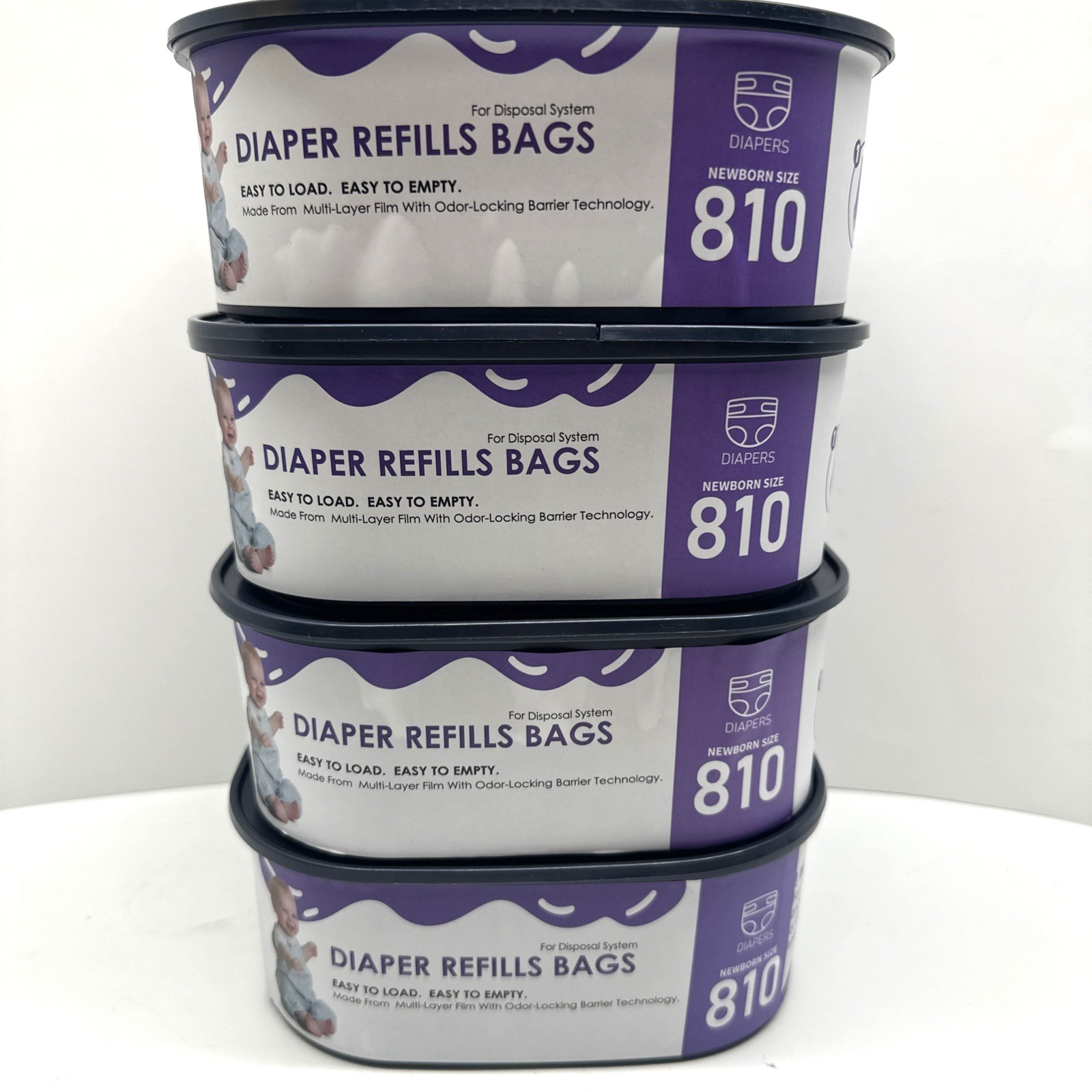 Diaper Disposal System Refill Bags Cartridge Compatible w/ Genie Compact Square