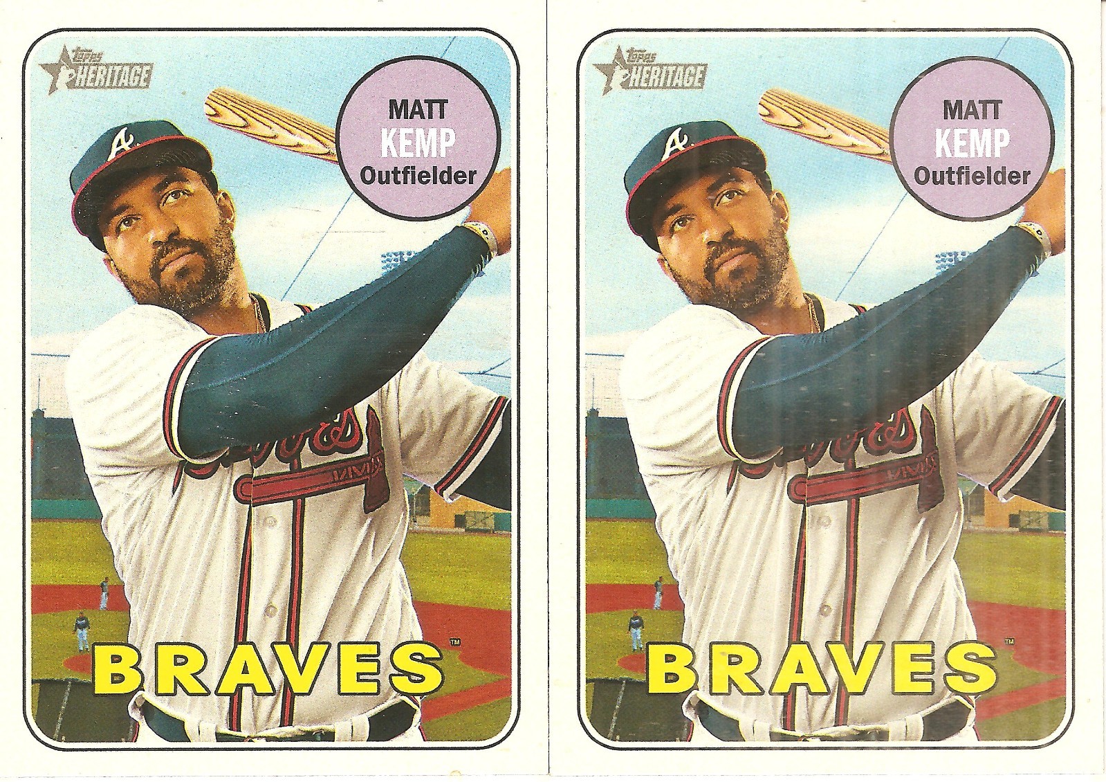 2 CARD 2018 TOPPS HERITAGE MATT KEMP BASEBALL CARD LOT