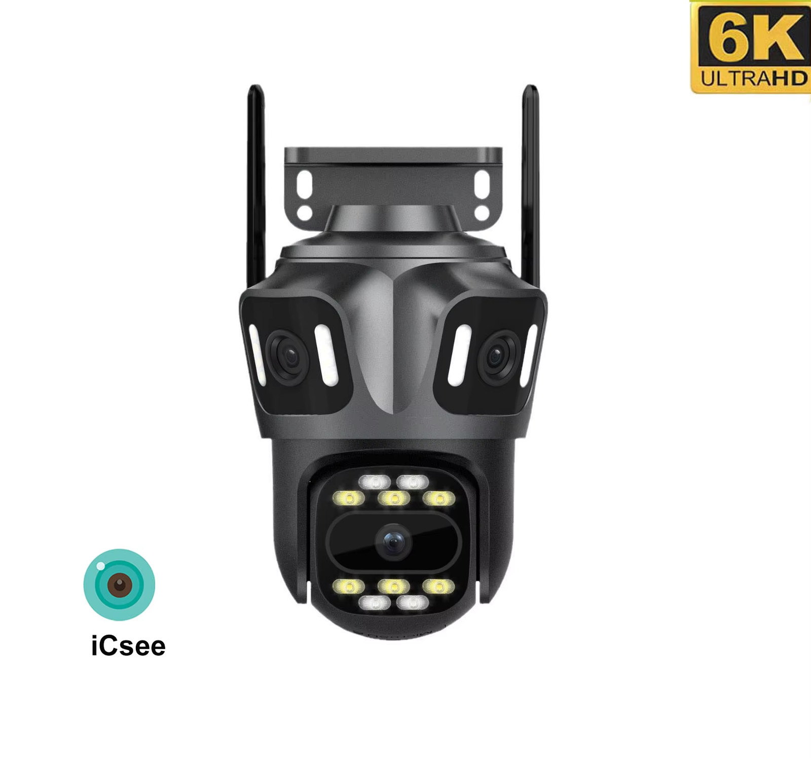 New 6K Icsee Wifi Security Camera Three Lens Three Screens Outdoor Surveillance 