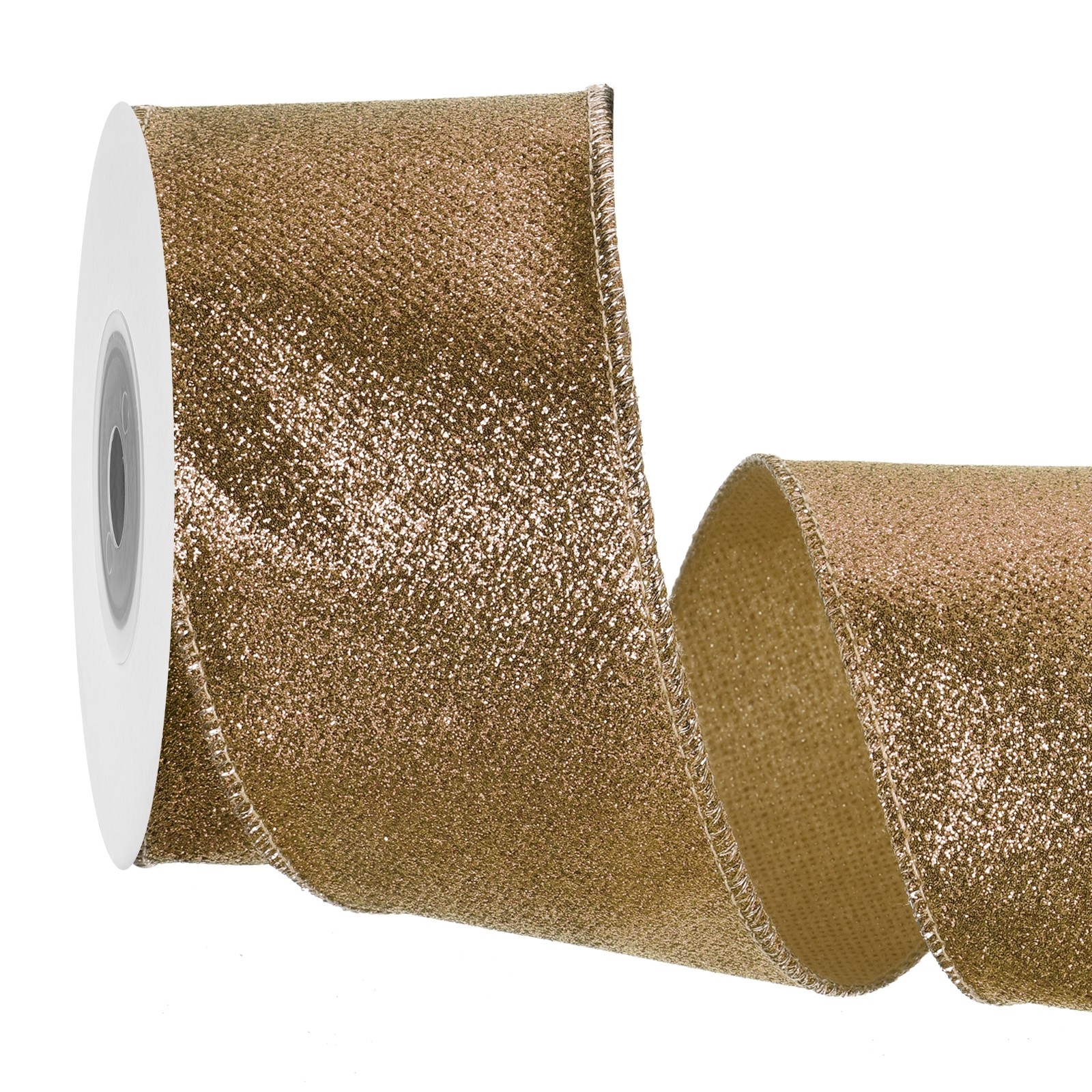 2.5 Inch Glitter Wired Ribbon, Coffee Sparkly Iridescent Ribbon 10 Yard
