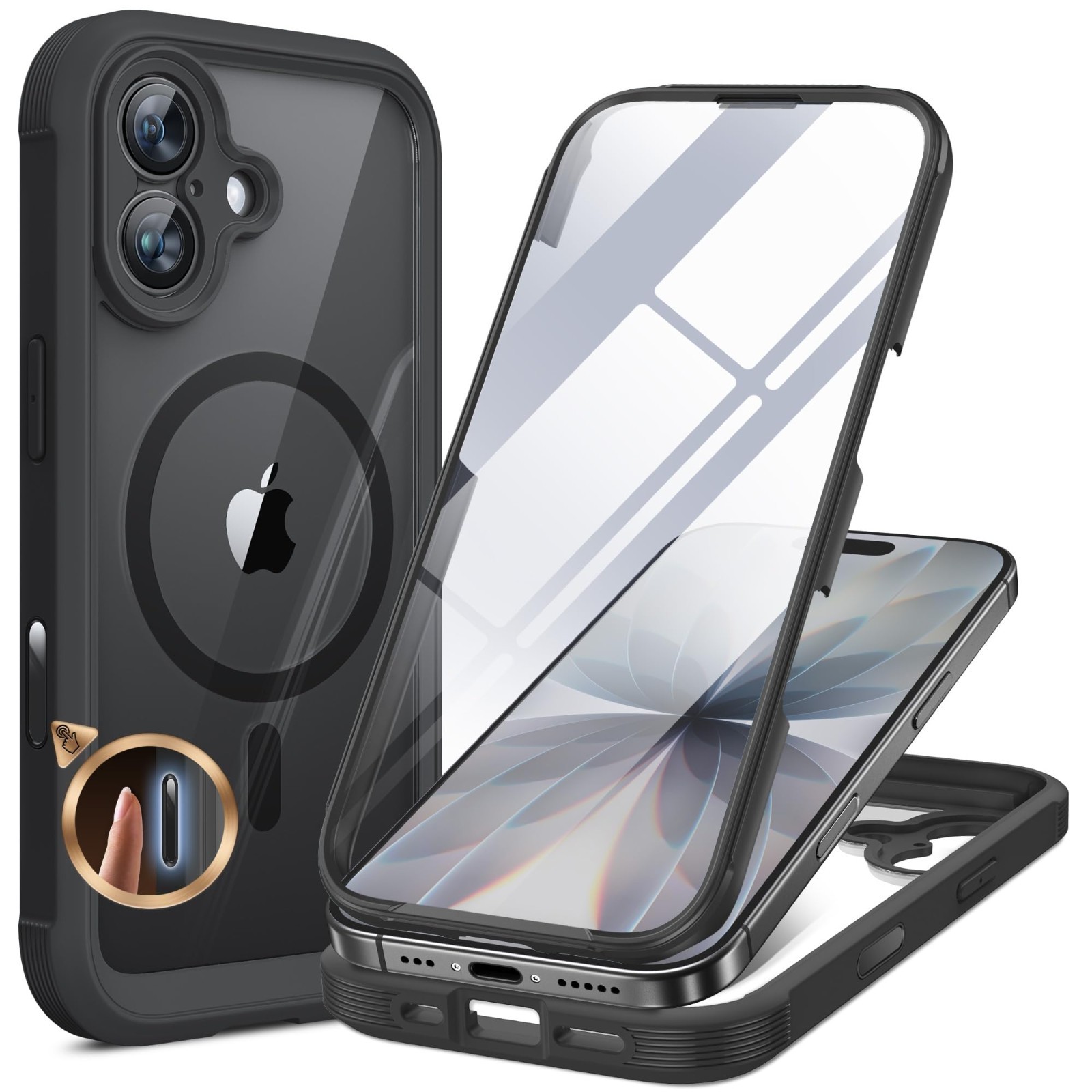 Miracase for iPhone 17 Case 6.3'', Full-Body Bumper Military 17, Black 