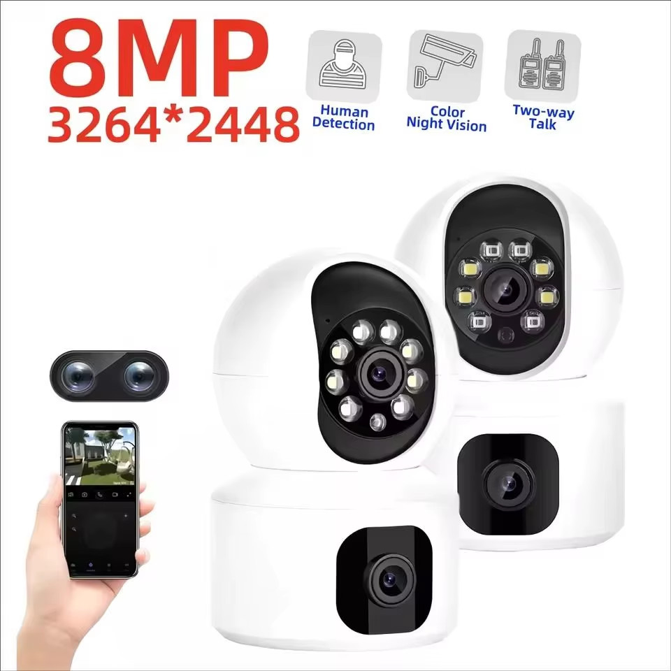 8MP Wifi IP Camera Dual Lens Baby Monitor Color Night Vision Human Automatic Tra