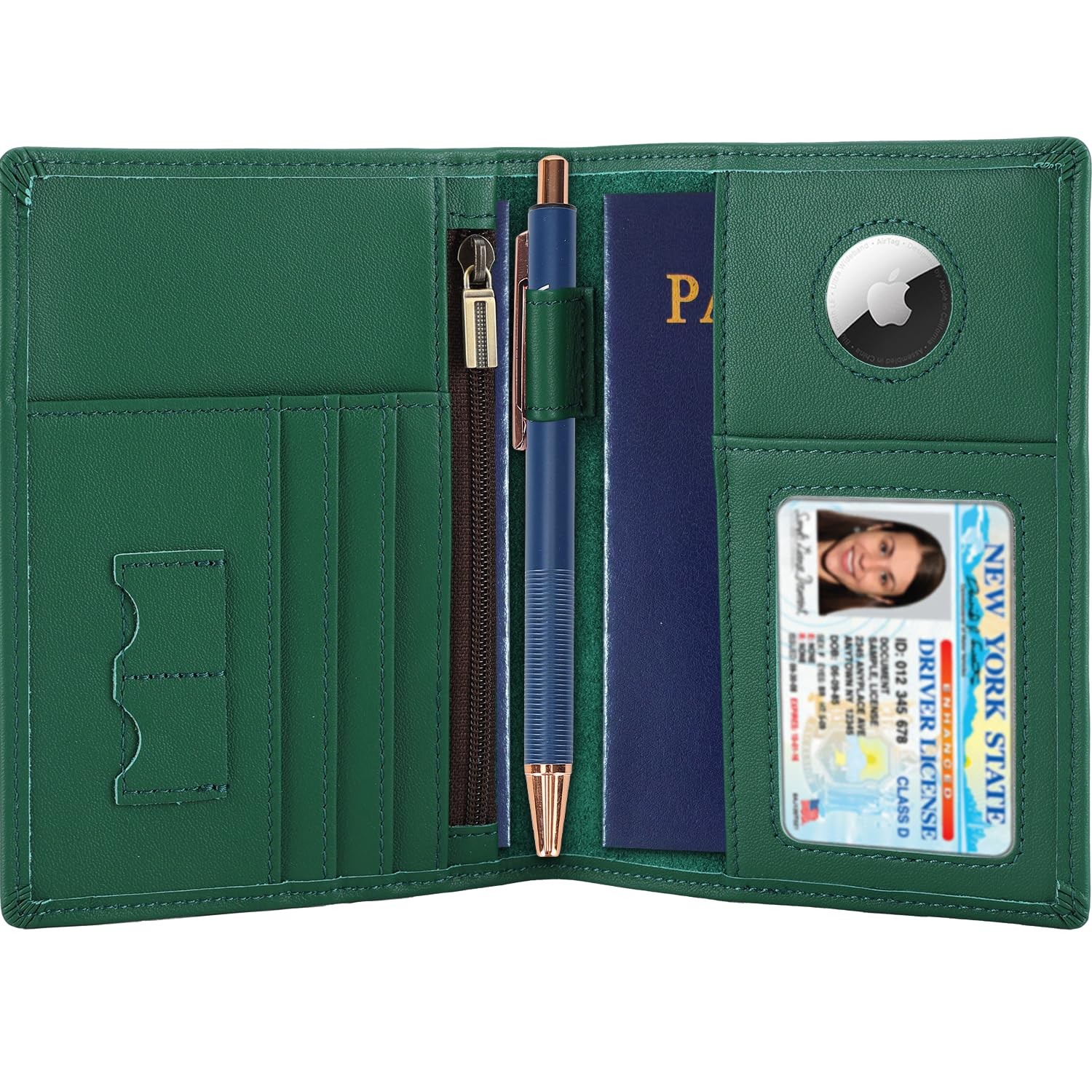 Phoenix Leather Passport Holder, Calfskin Leather Travel Wallet - RFID Blocki...