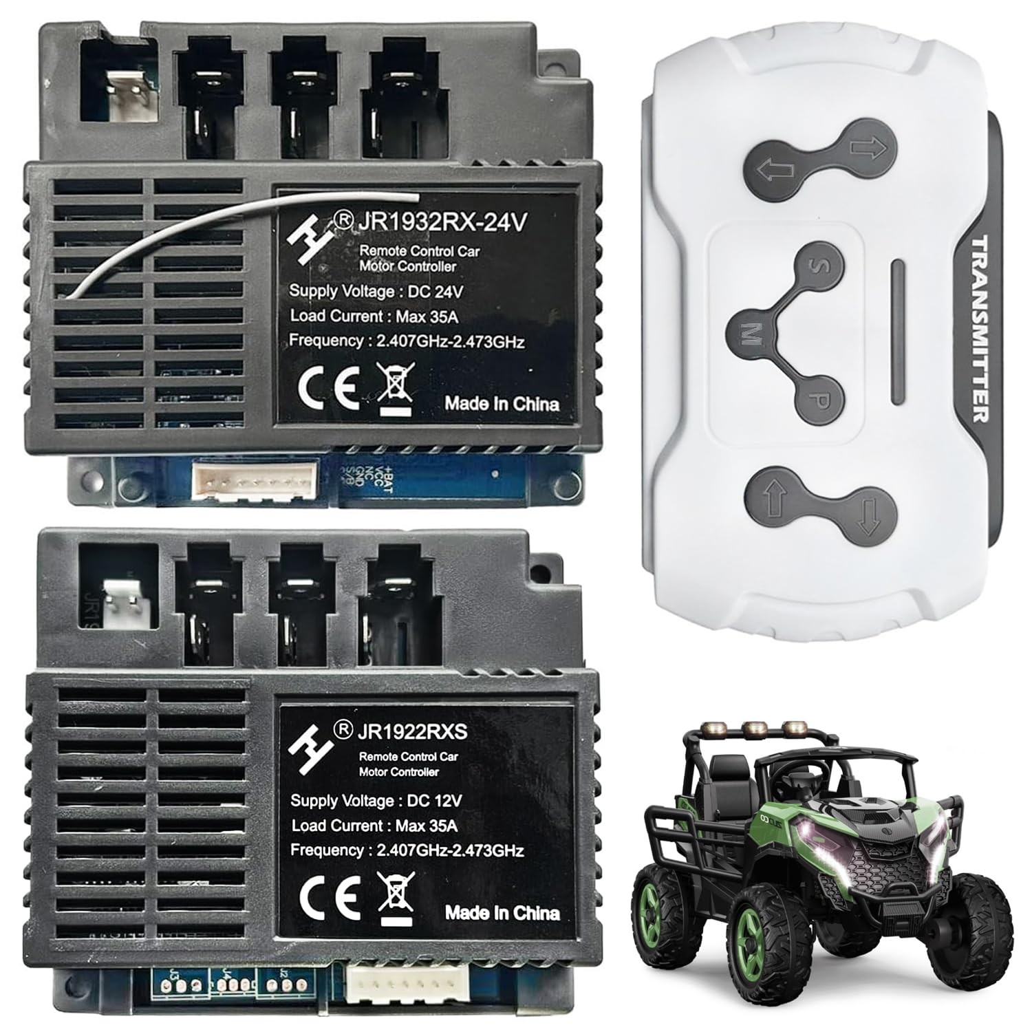 JR1932RX-24V Power Wheels Control Box with Remote Control,24Volt High Power R...