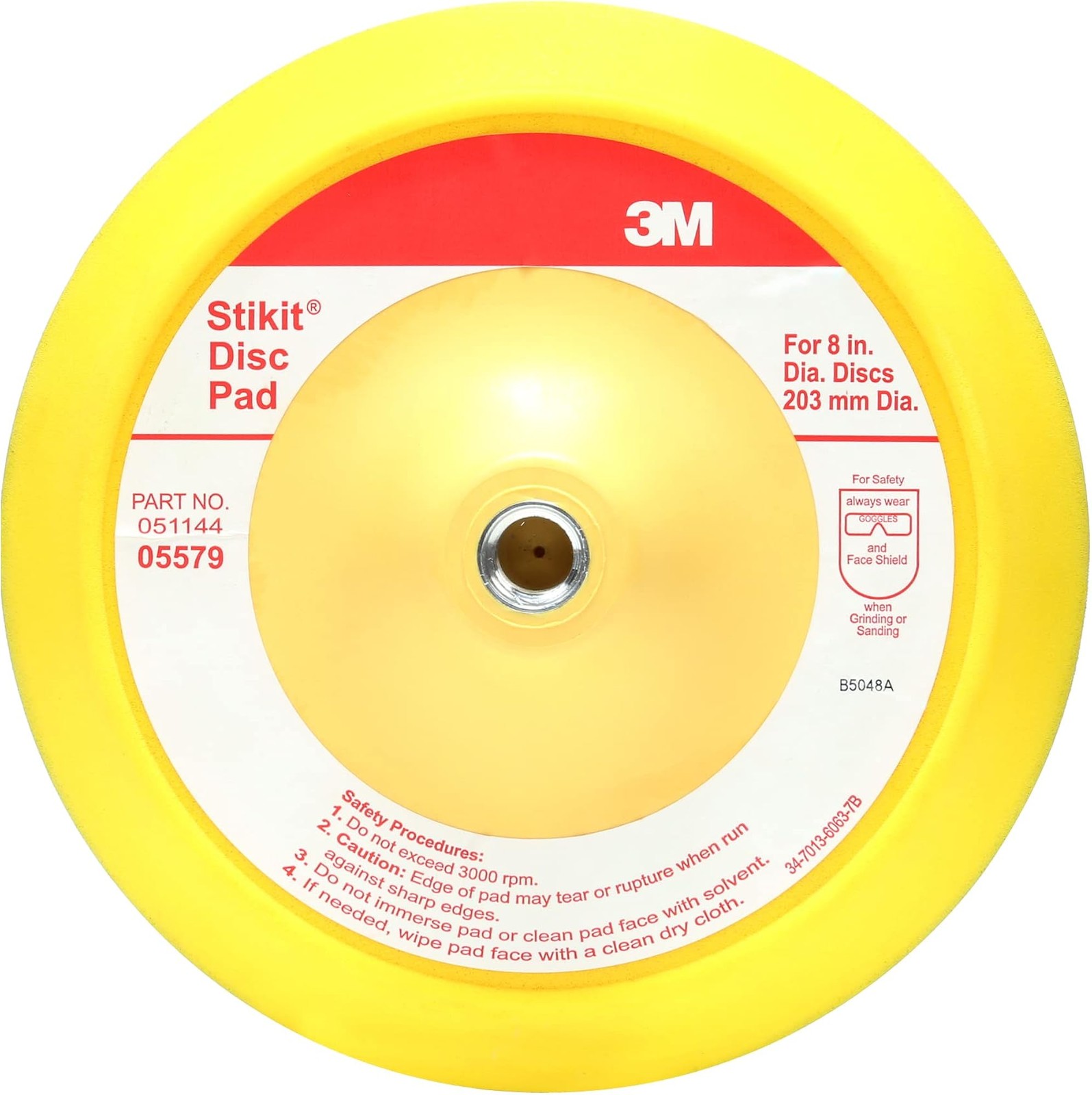 3M Stikit Disc Pad 05579, 8 in, For PSA Discs, Abrasive, Durable Foam Body - Fac