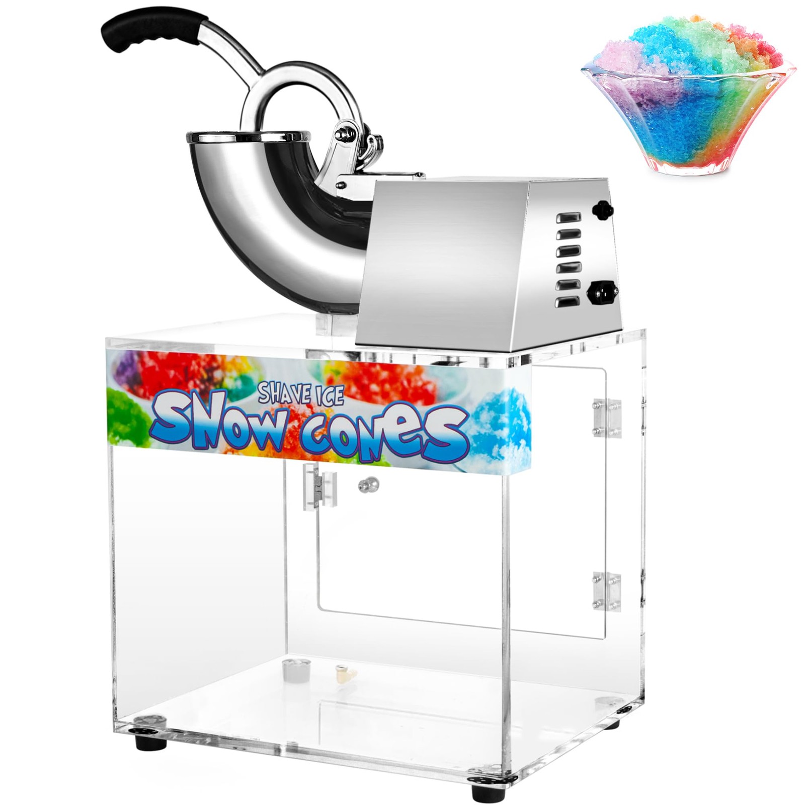 48L Snow Cone Machine, 500LB/H Commercial Shaved Ice Machine, 300W Electric I...