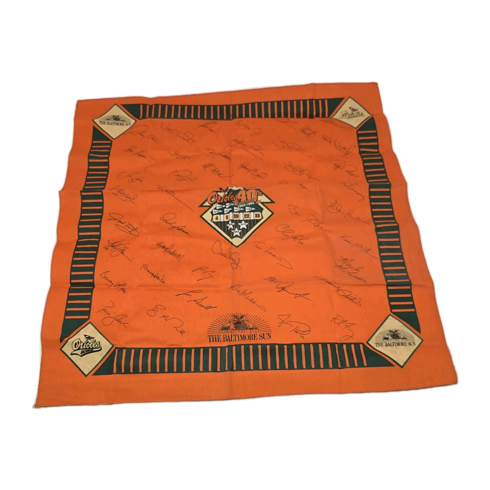 Baltimore Orioles 40th Anniversary Bandana 1954-1994 Baseball Orange MLB Sun