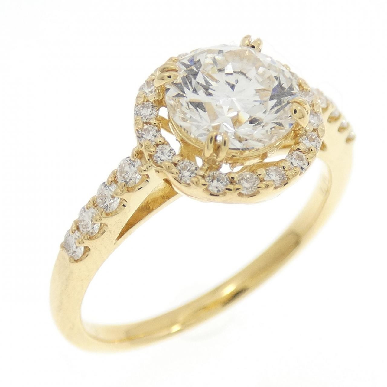 Authentic K18YG Diamond Ring 1.023CT G SI1 EXT H&C #270-004-122-1485