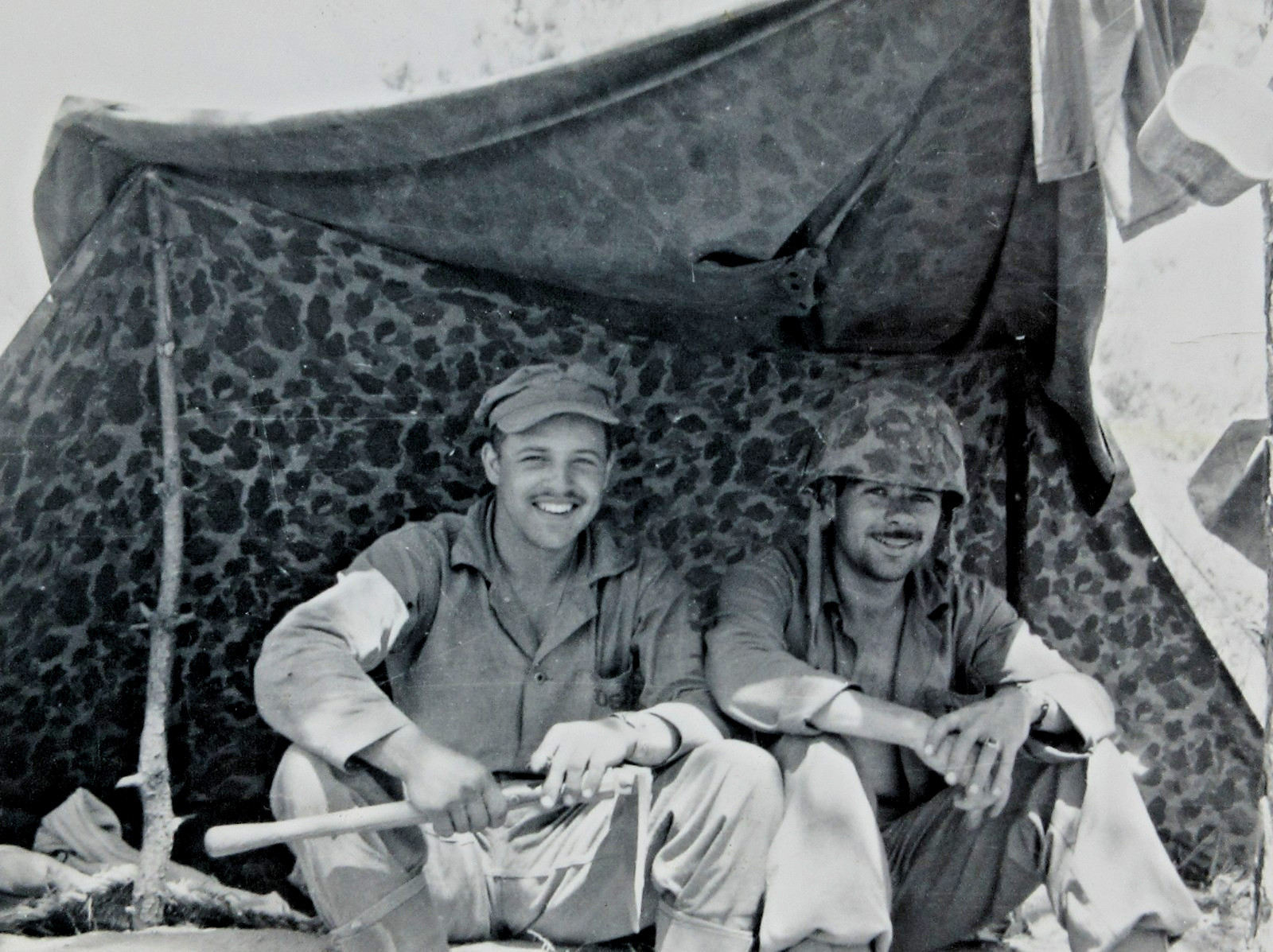 Korean War USMC Camo Helmet Cover Photo Marine Corps Uniform Kobe Japan 1951