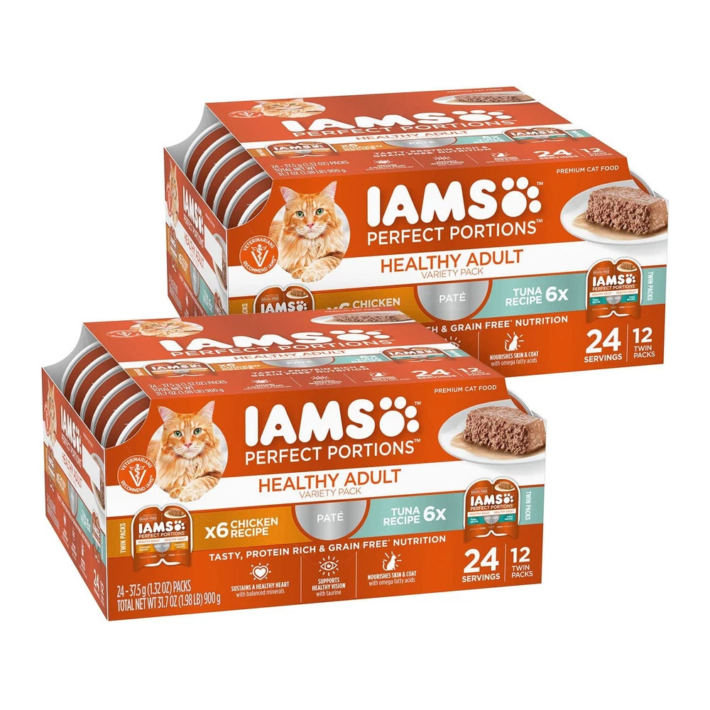 IAMS Perfect Portions Wet Cat Food Chicken Tuna 12 Count Grain Free Twin Pa