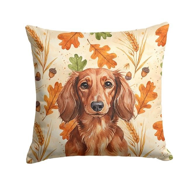 Carolines Treasures WDK7799PW1414 14 x 14 in. Longhaired Red Dachshund Heirlo...