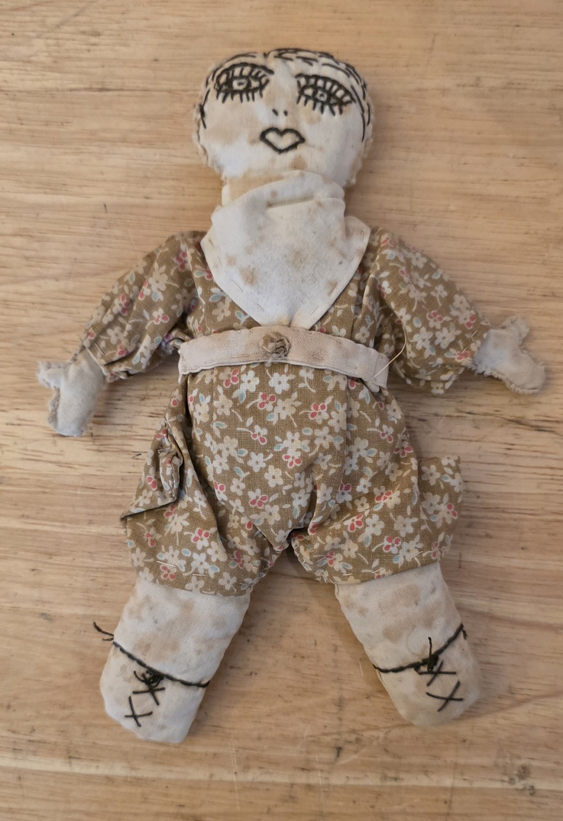 Antique American Primitive Handmade Folk Art Cloth Doll – Early 1900s