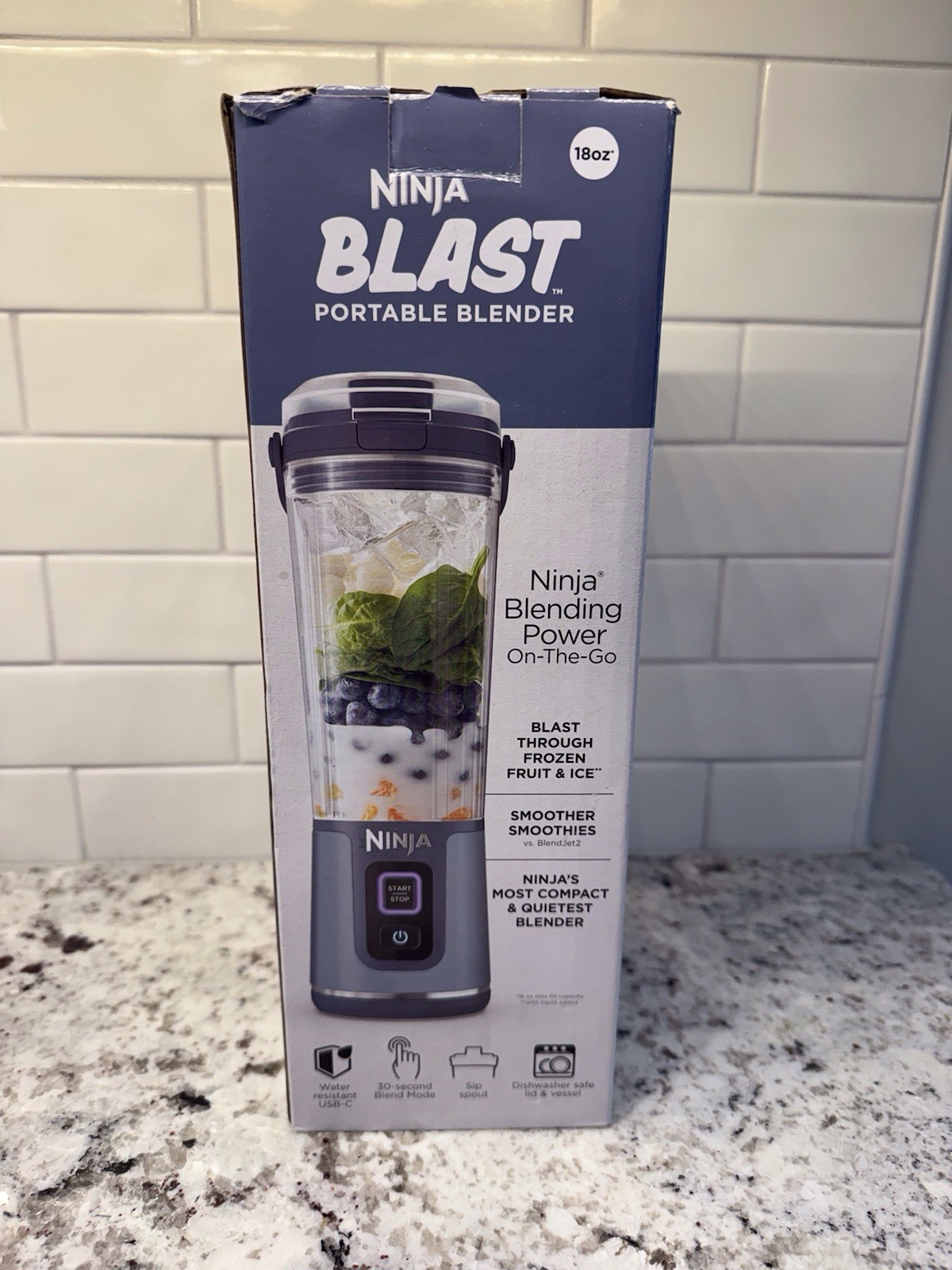 New Ninja 18 Ounce Blast Portable Blender, No Charging Cord, Different Lid