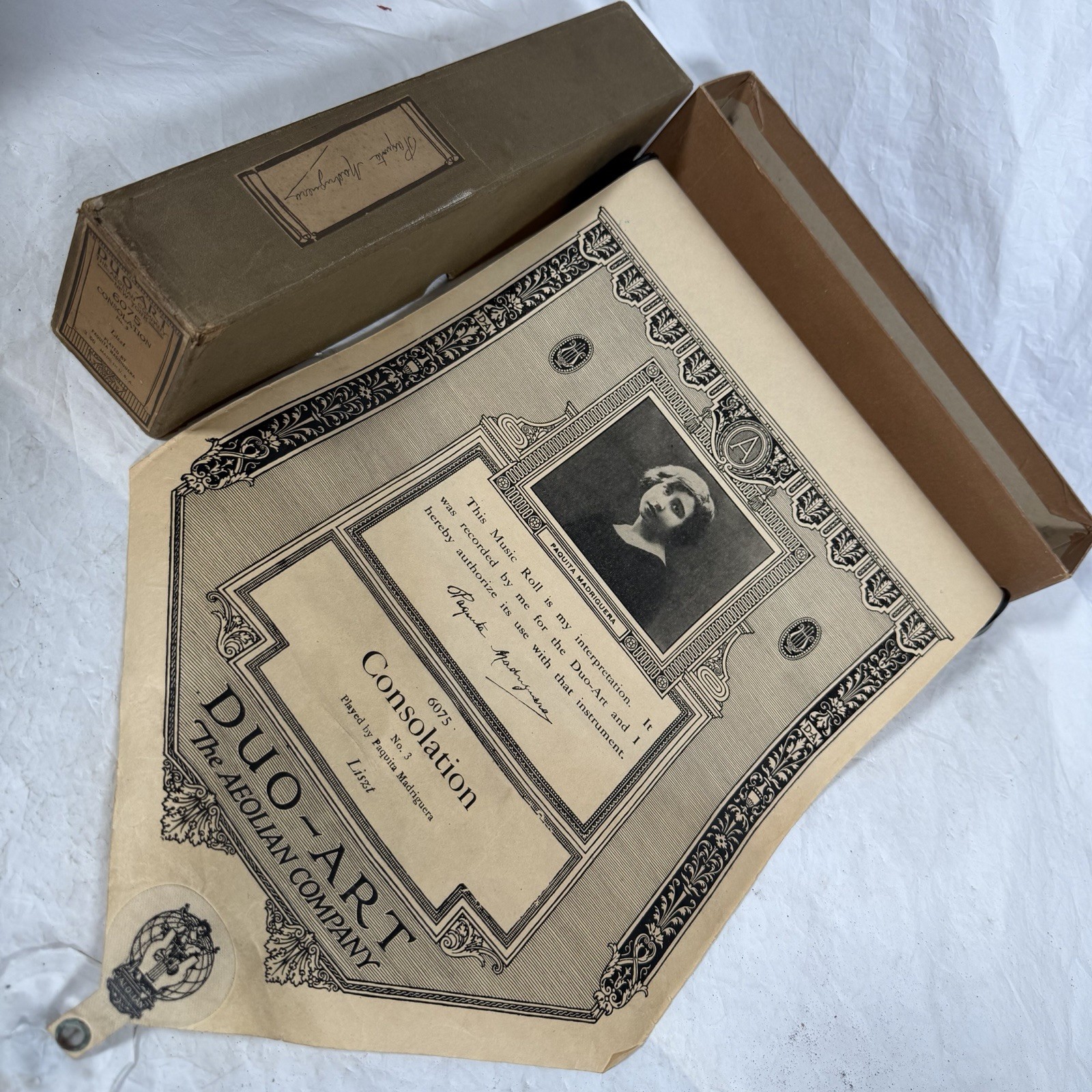 Aeolian Duo-Art Piano Roll 6075 Liszt Consolation No 3 Paquita Madriguera