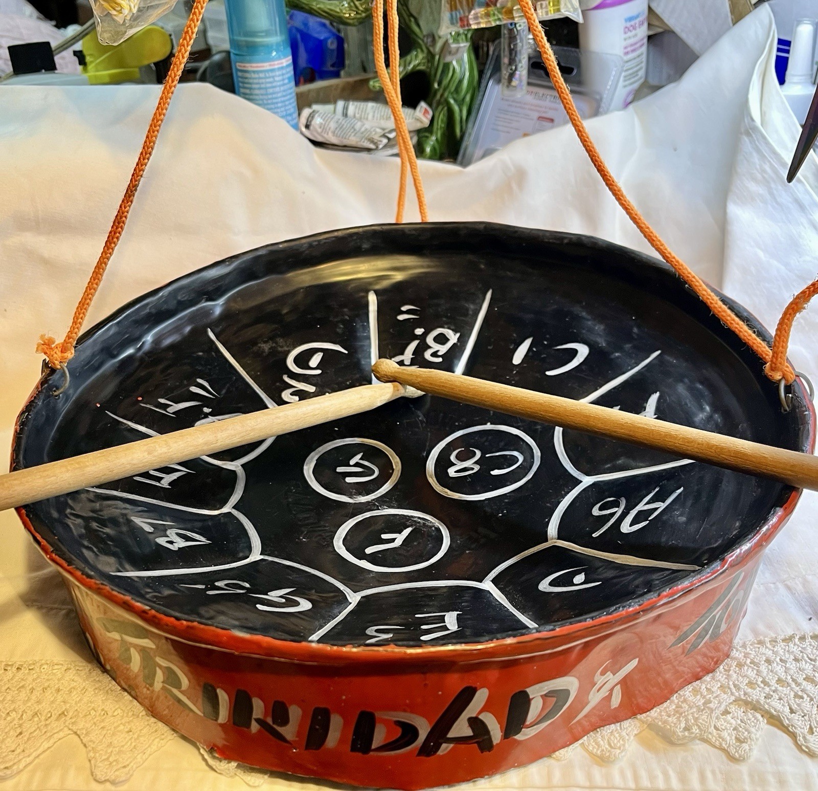 Vintage Steel Pan Drum Handmade 14 Letter 12 Notes 1950-60’s