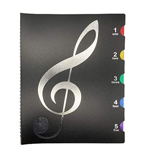 Black 20-page sheet music file that can be written on, A4 sheet music holder fil