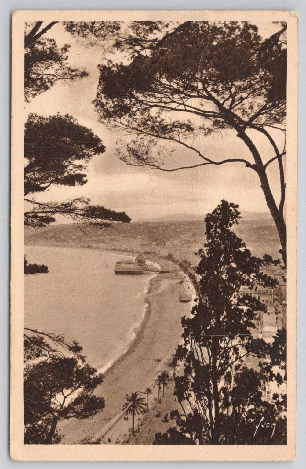 Nice France Panorama from Chateau 1945 WWII Postcard Yvon