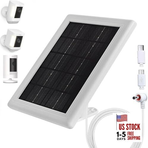Ring Camera Solar Panel Charger, 5V 3.5W Solar Charger Compatible 1 Pack White