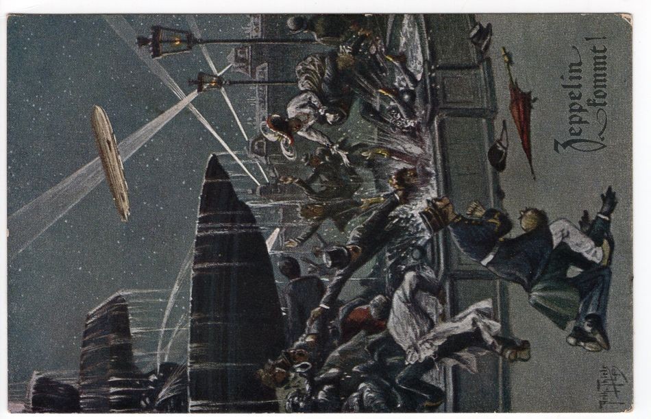 Zeppelin/Airmail 1916 Humorkarte Der Zeppelin Kommt Bedarfskarte (FA0675