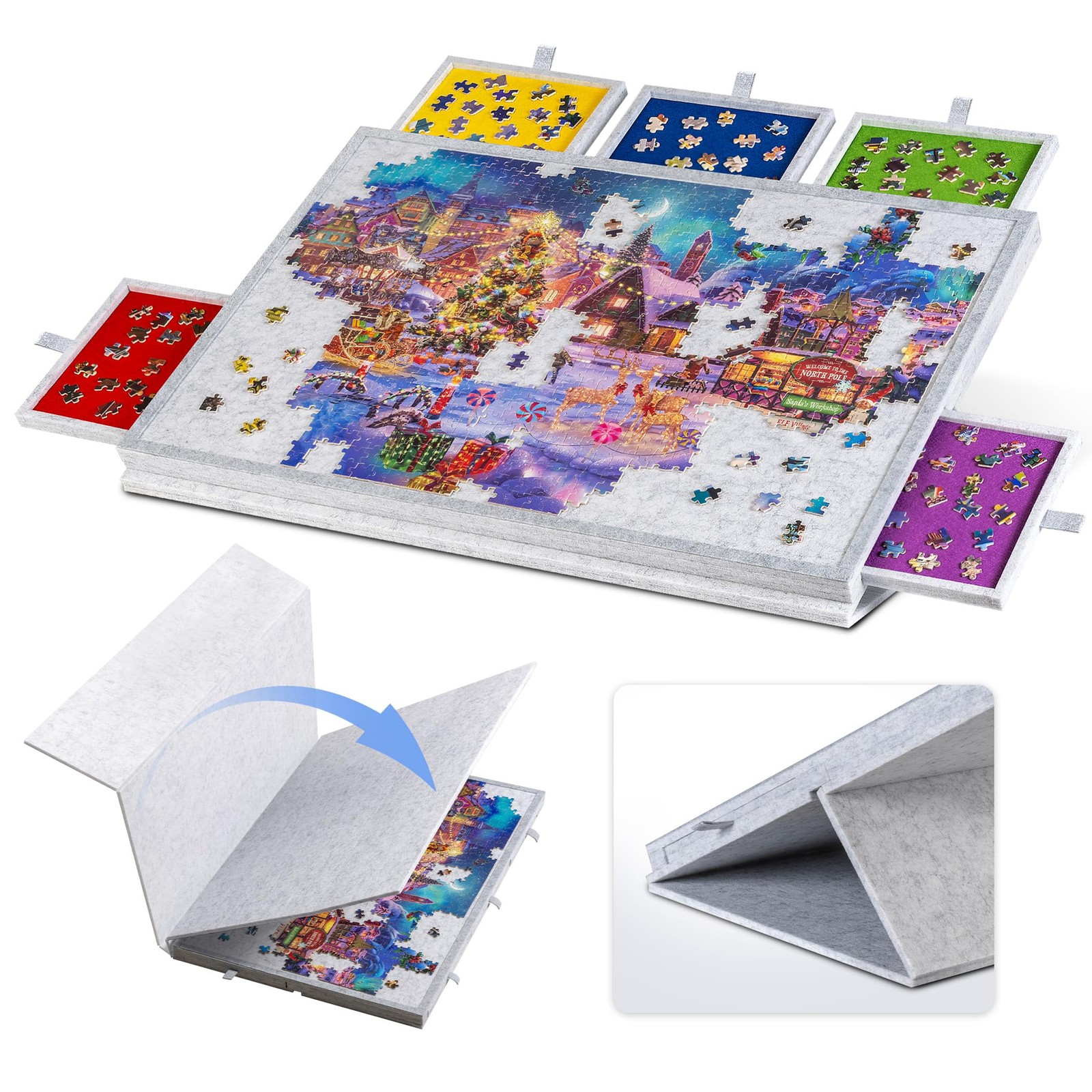 Tilting Puzzle Board with 2-in-1 Designed Stand & Cover, Super Lightweight Fe...
