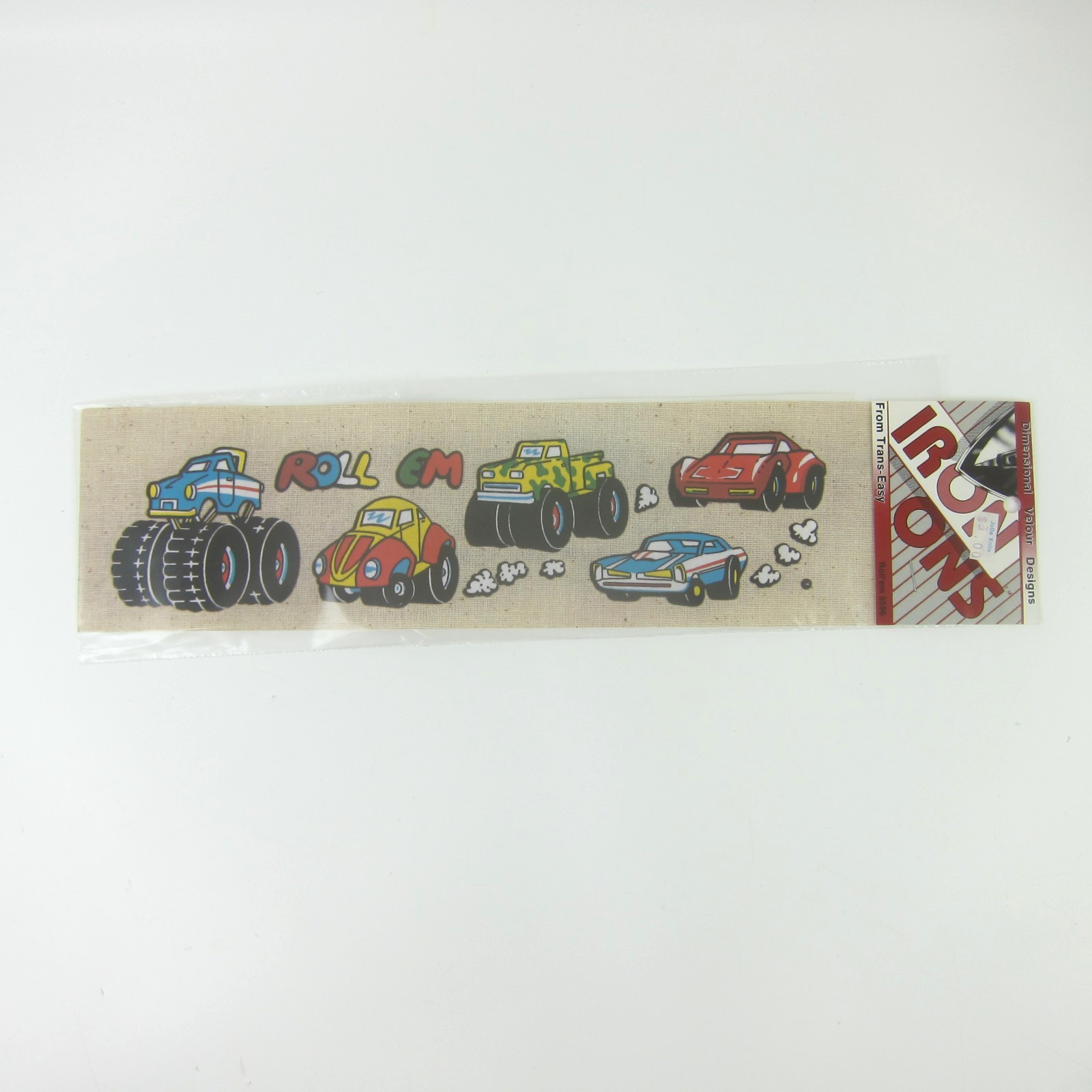 Vintage Iron-on Heat Transfers Cartoon Cars Monster Trucks Velour Trans-Easy