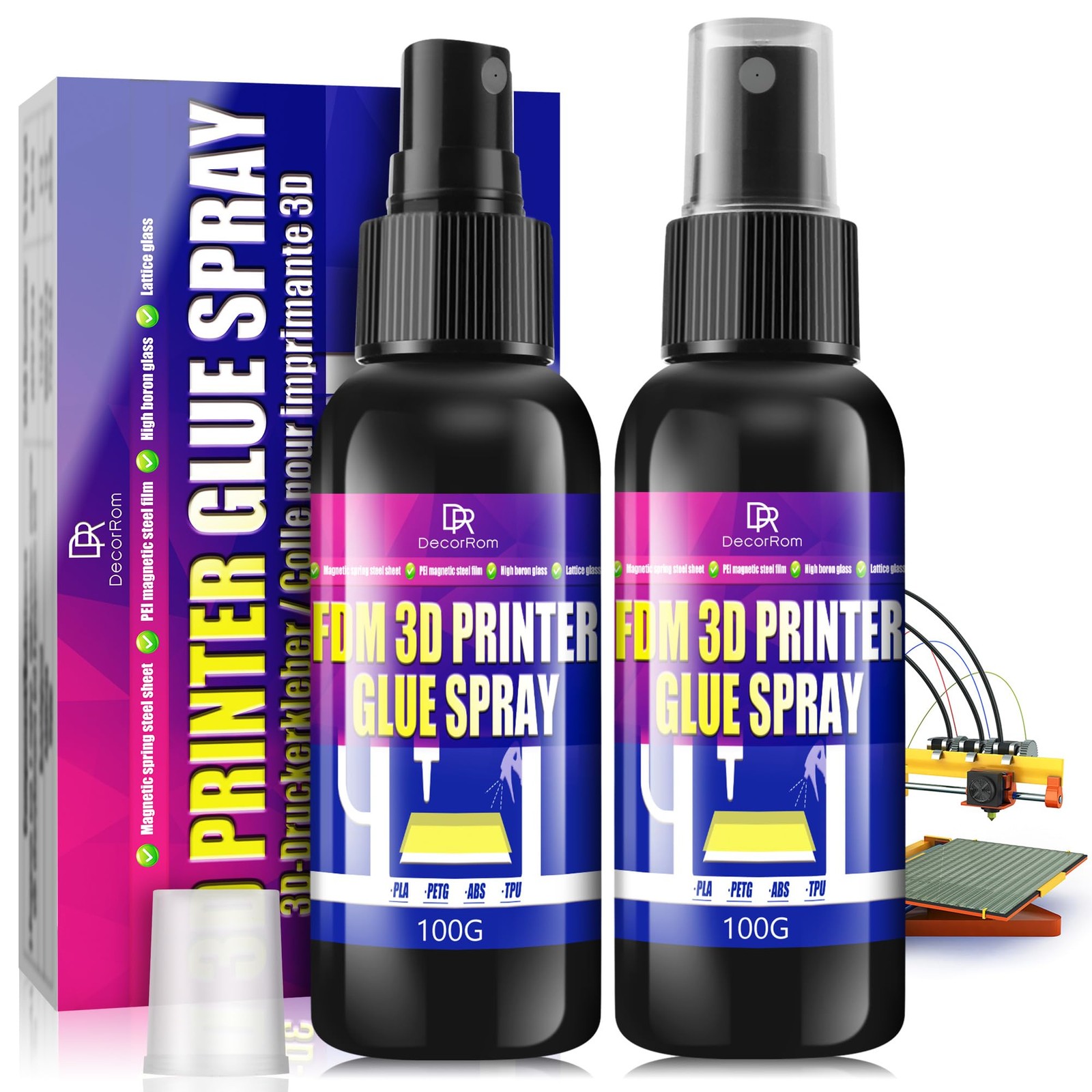 3D Printer Adhesive Glue - 7oz Strong Bed Adhesion for PLA, Clear/Transparent 