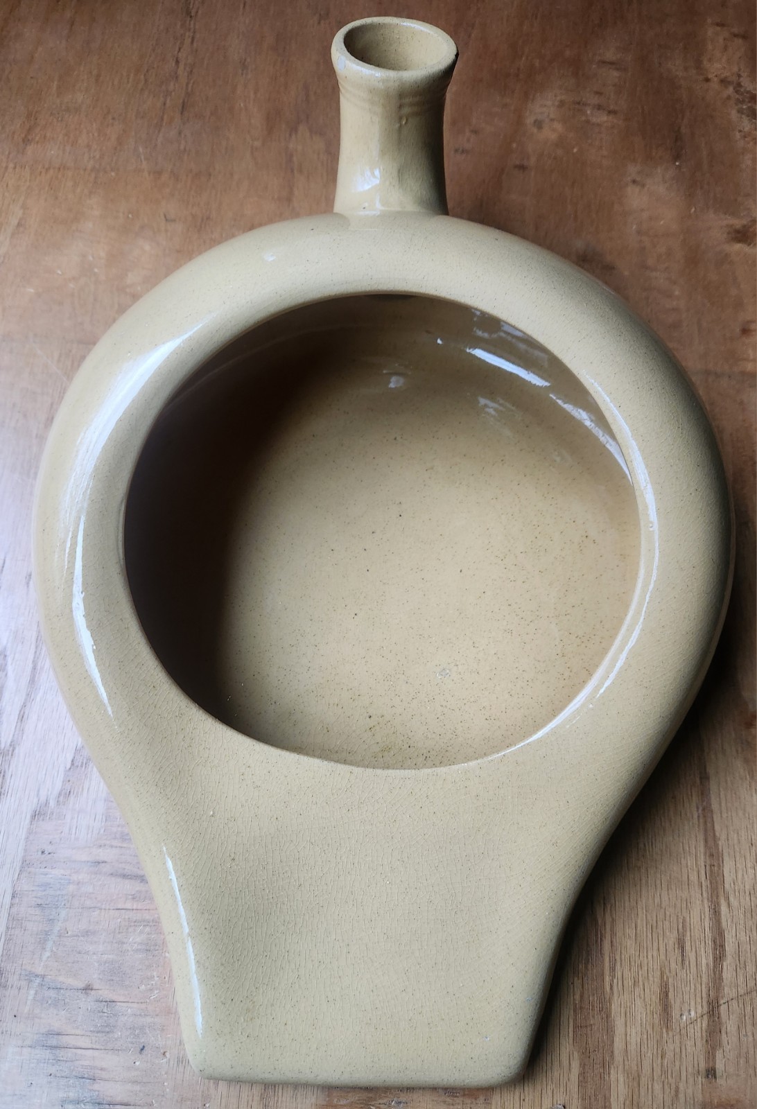 Antique Vintage Stoneware Ceramic Urinal Chamber Pot Bed Pan Yellow Gold Color