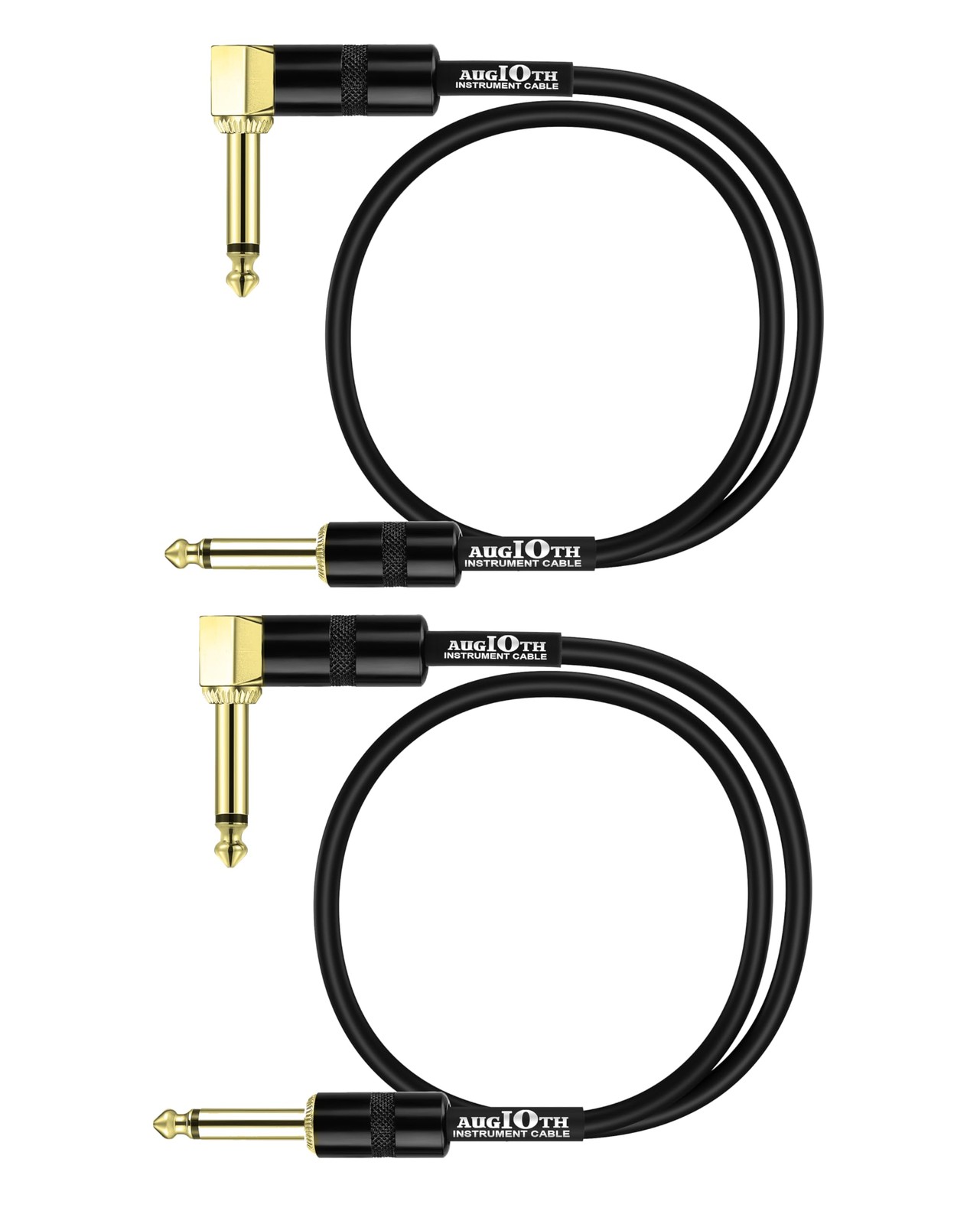 Augioth 12 Inch Guitar Patch Cable 2 Pack Performance 12in-2Pack, Black 