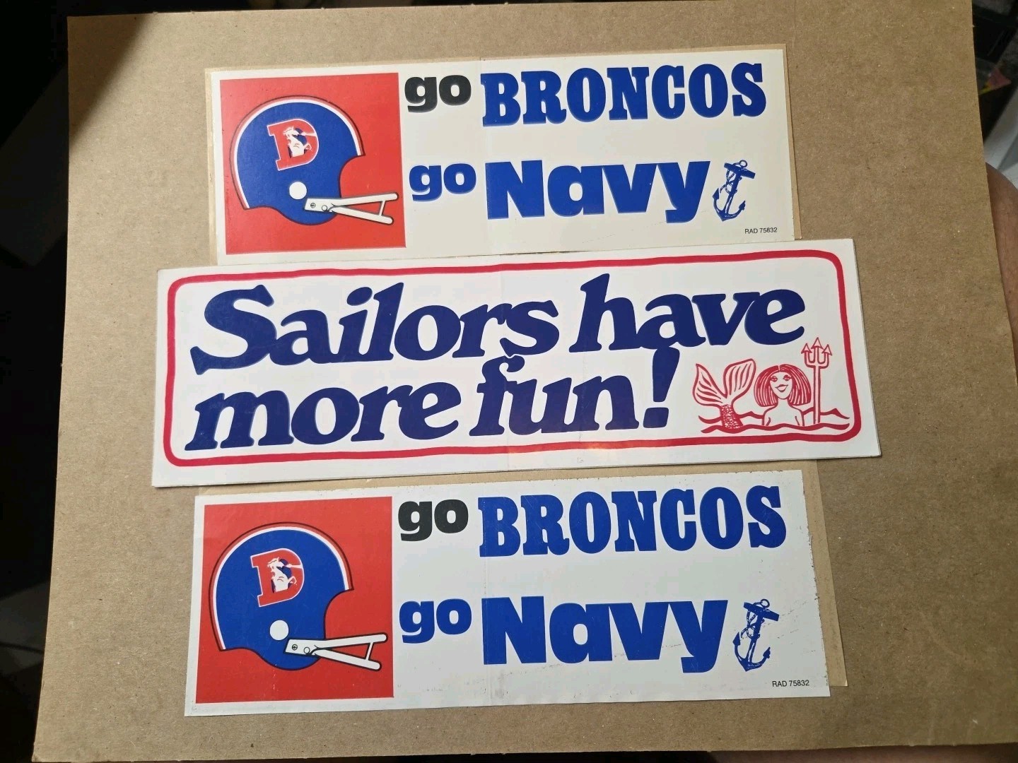 U.S. Navy Bumper Sticker Lot 1970s 80s NOS Sailors Have More Fun Mermaid broncos