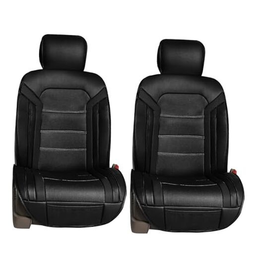  Front Set Faux Leather Car Seat Cushions - Seat Covers for Black - Front Set